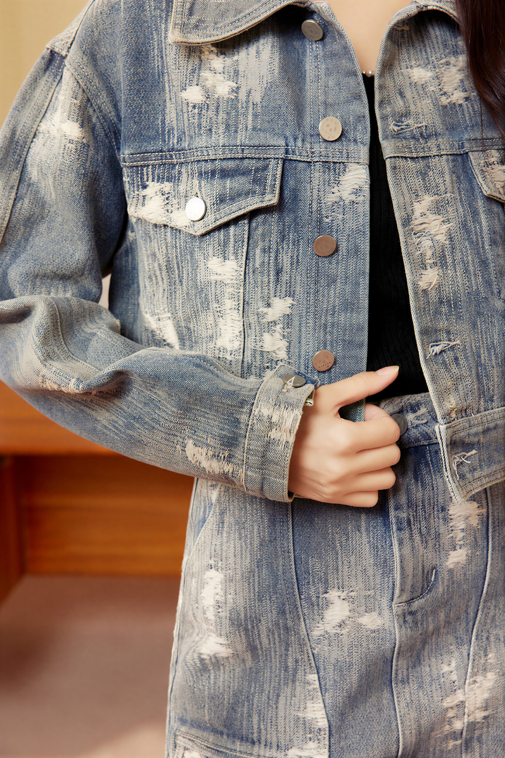 Vintage Washed Pocket Denim Jacket