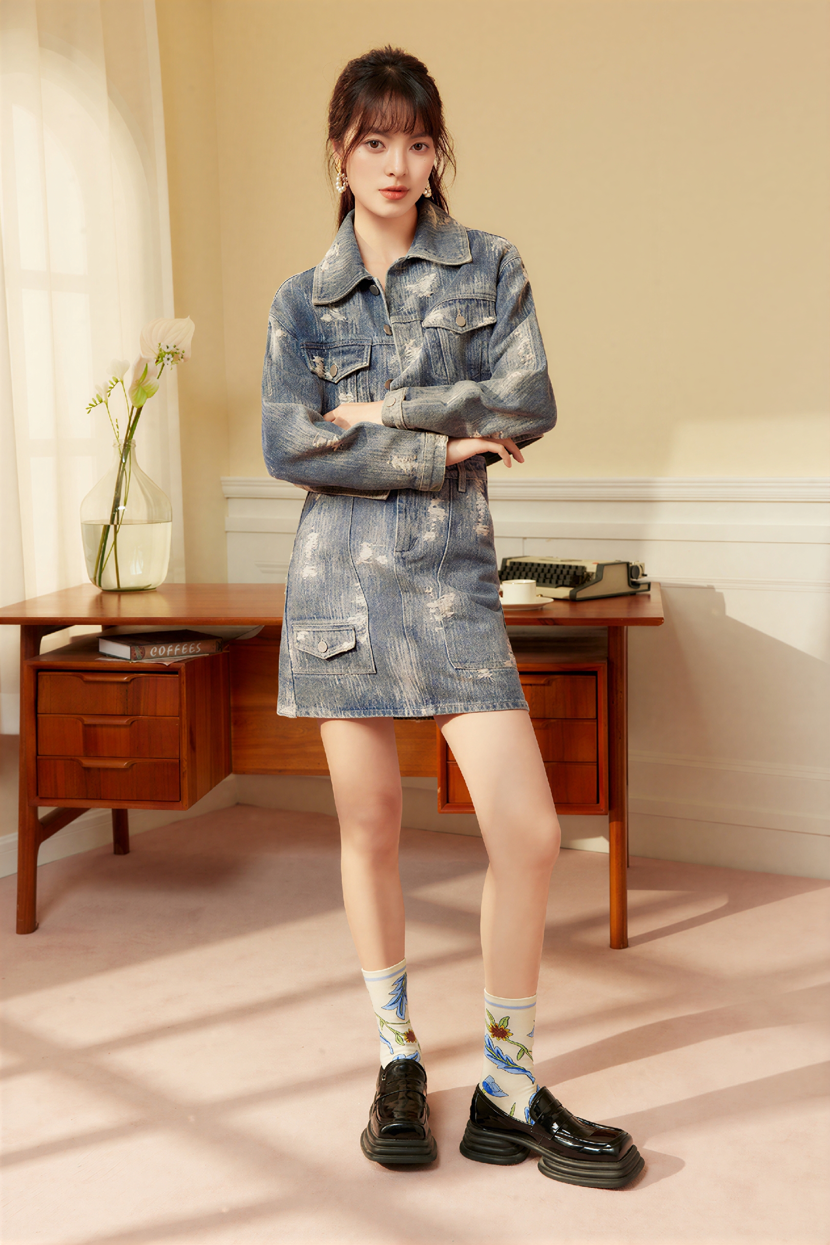 Vintage Washed Pocket Denim Jacket