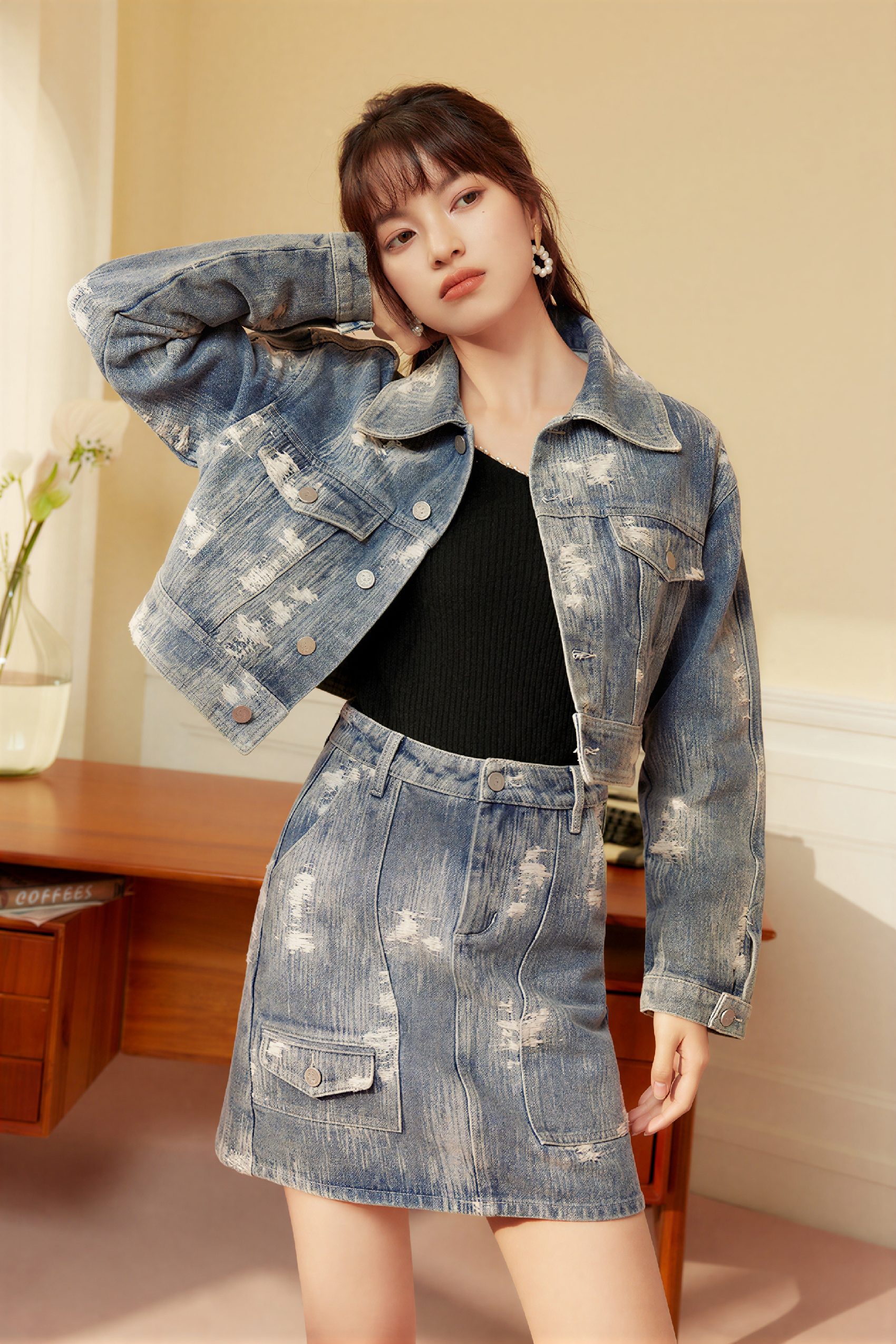 Vintage Washed Pocket Denim Jacket