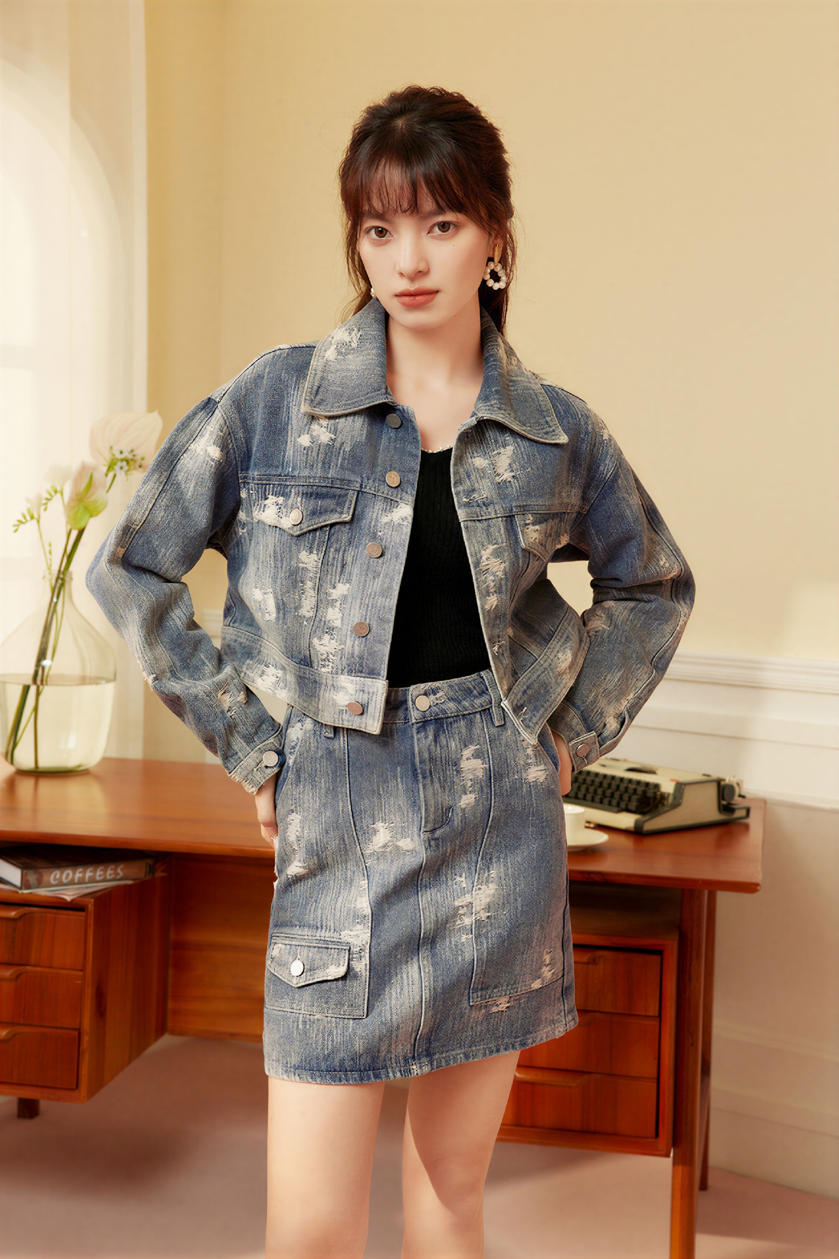 Vintage Washed Pocket Denim Jacket