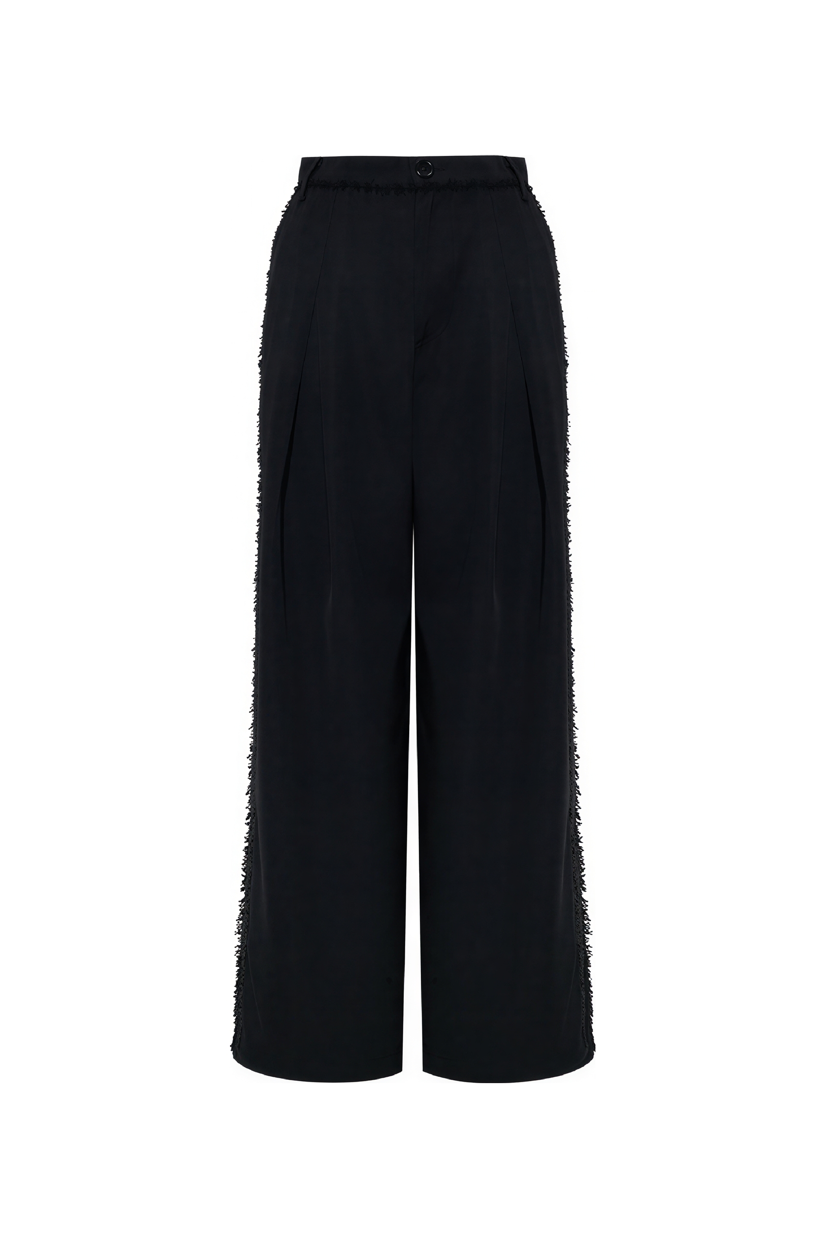 High-Waisted Straight-Leg Raw-Edge Pants-LYONSENS