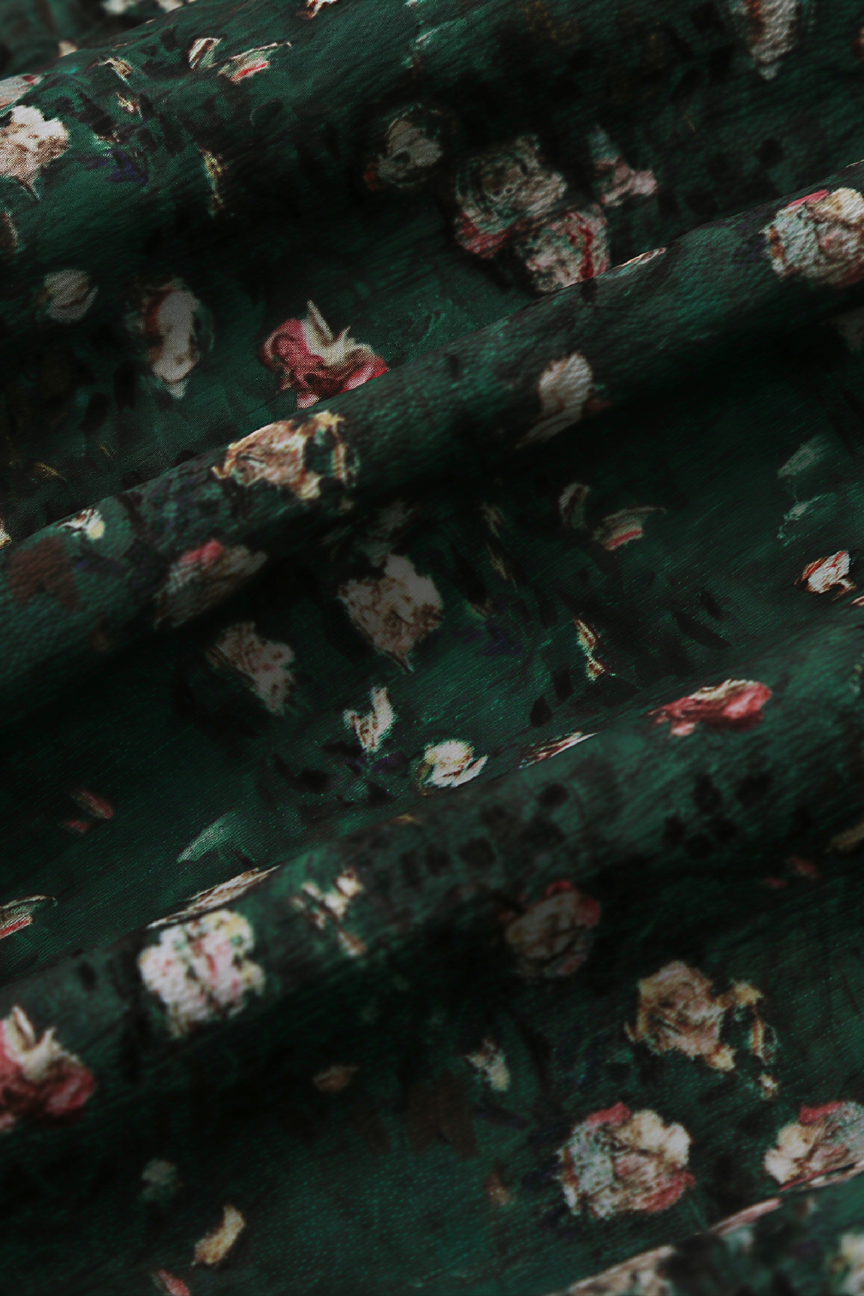 Van Gogh�CInspired Floral Patchwork Double-Collar Layered Dress