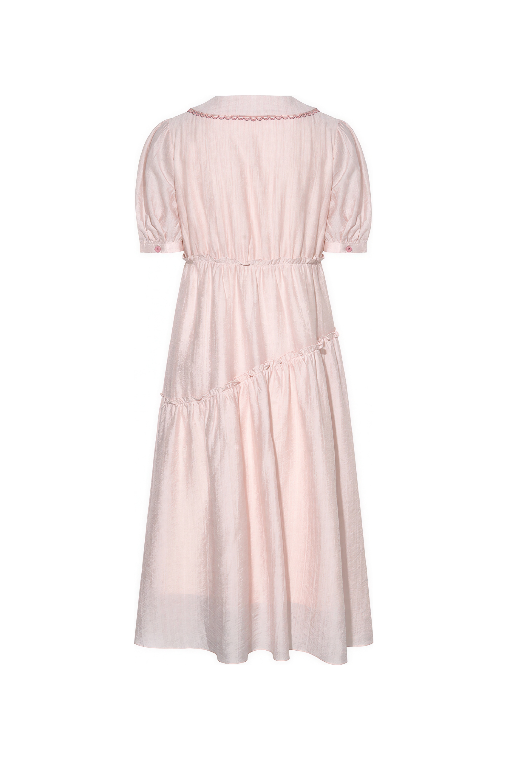 Blue Relaxed Ruffle-Trim Dress