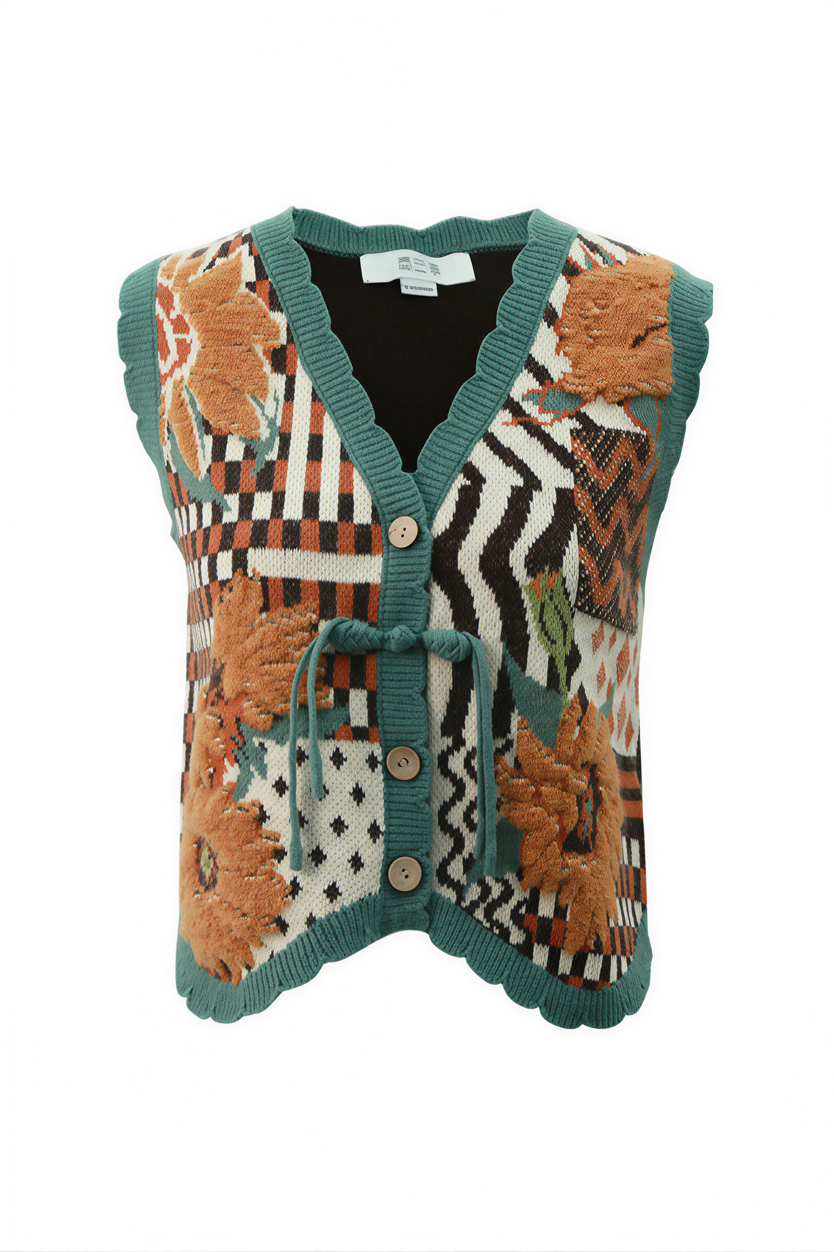 Van Gogh-Inspired V-Neck Chinese-Style Knit Vest