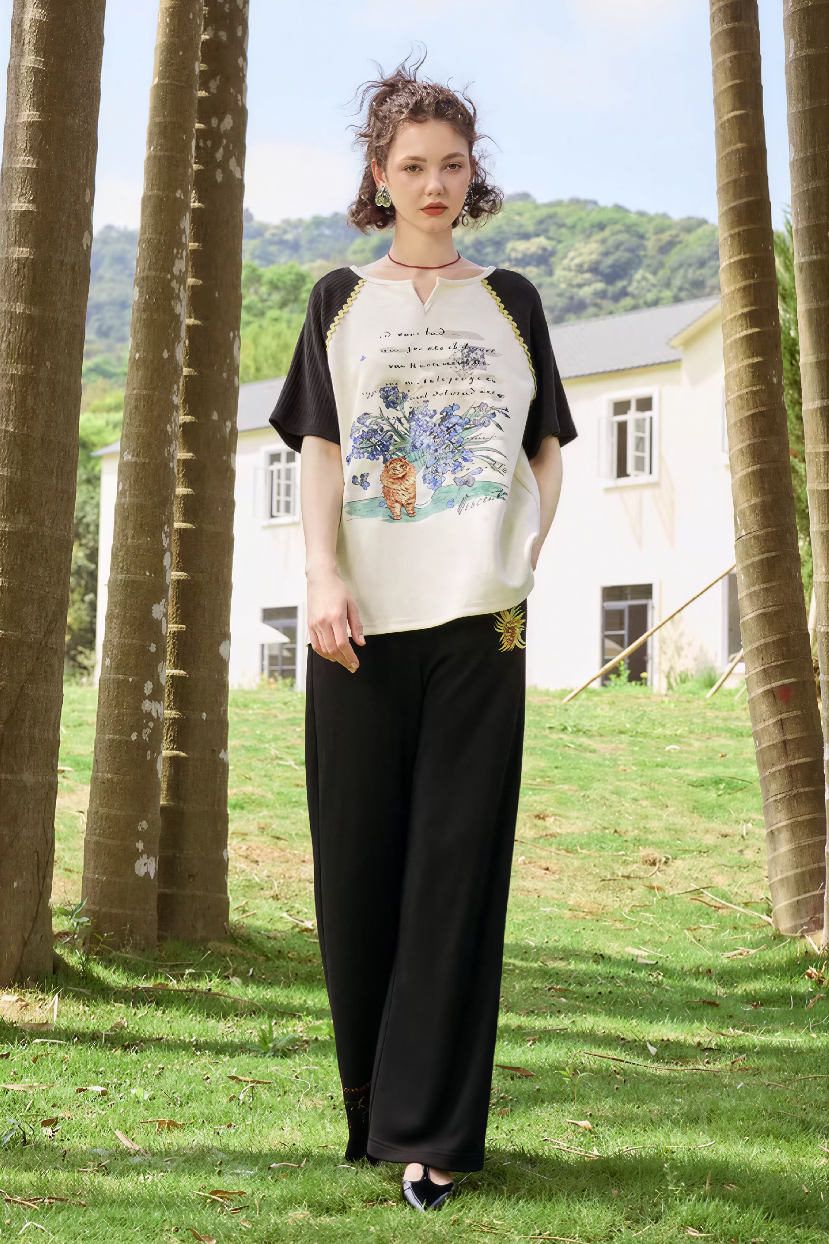 Van Gogh-Inspired Relaxed Print T-Shirt-LYONSENS