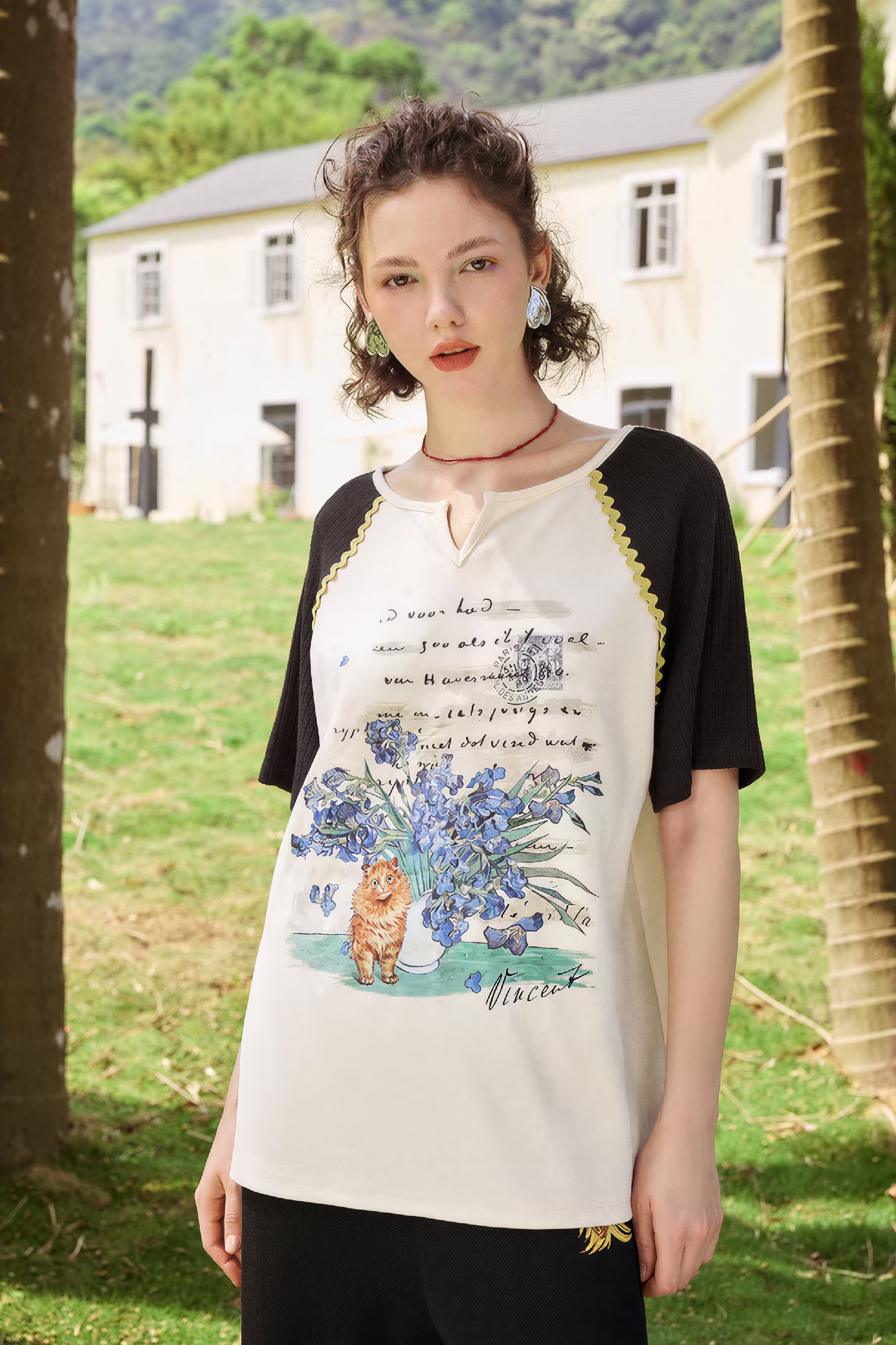 Van Gogh-Inspired Relaxed Print T-Shirt-LYONSENS