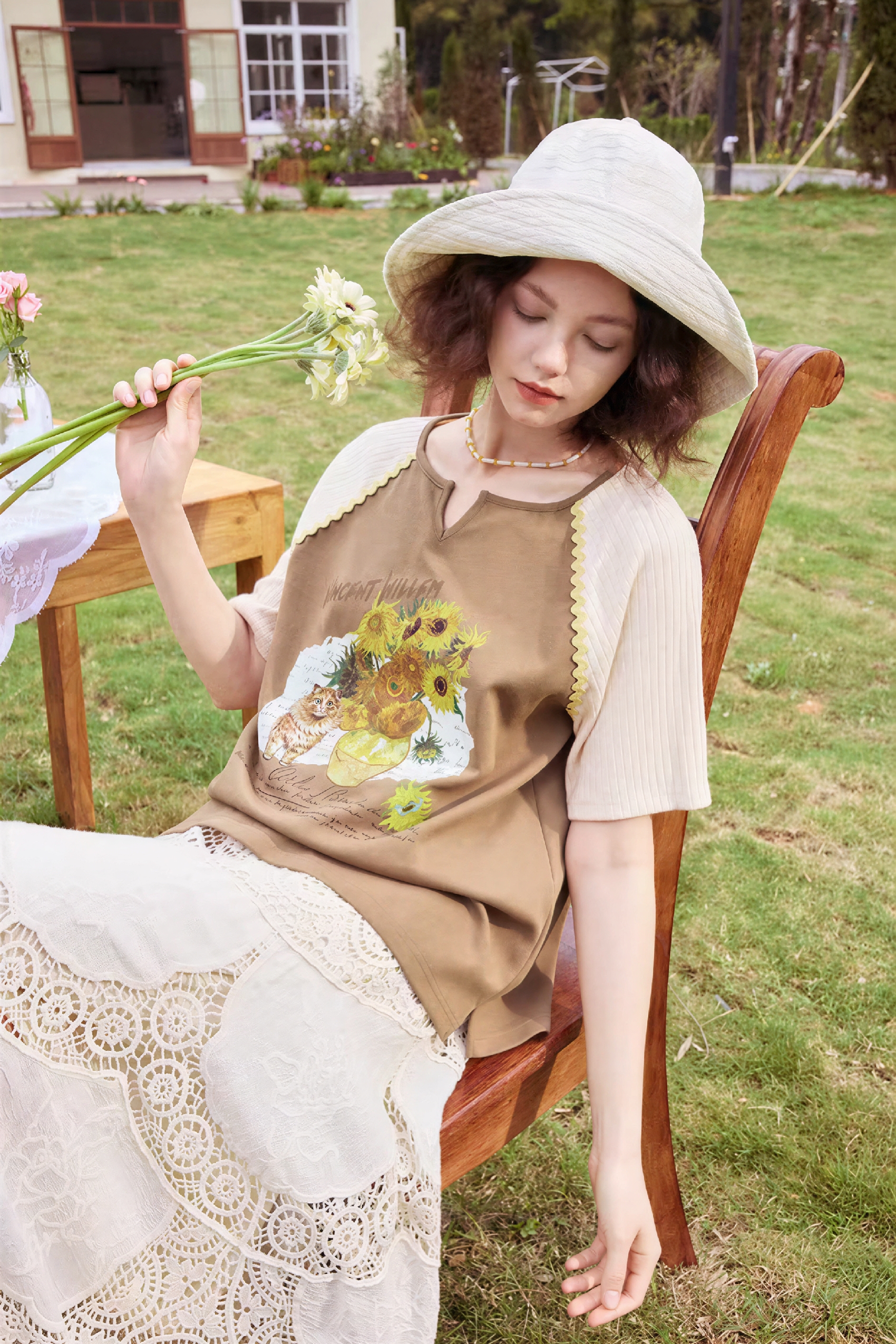 Van Gogh-Inspired Relaxed Print T-Shirt-LYONSENS