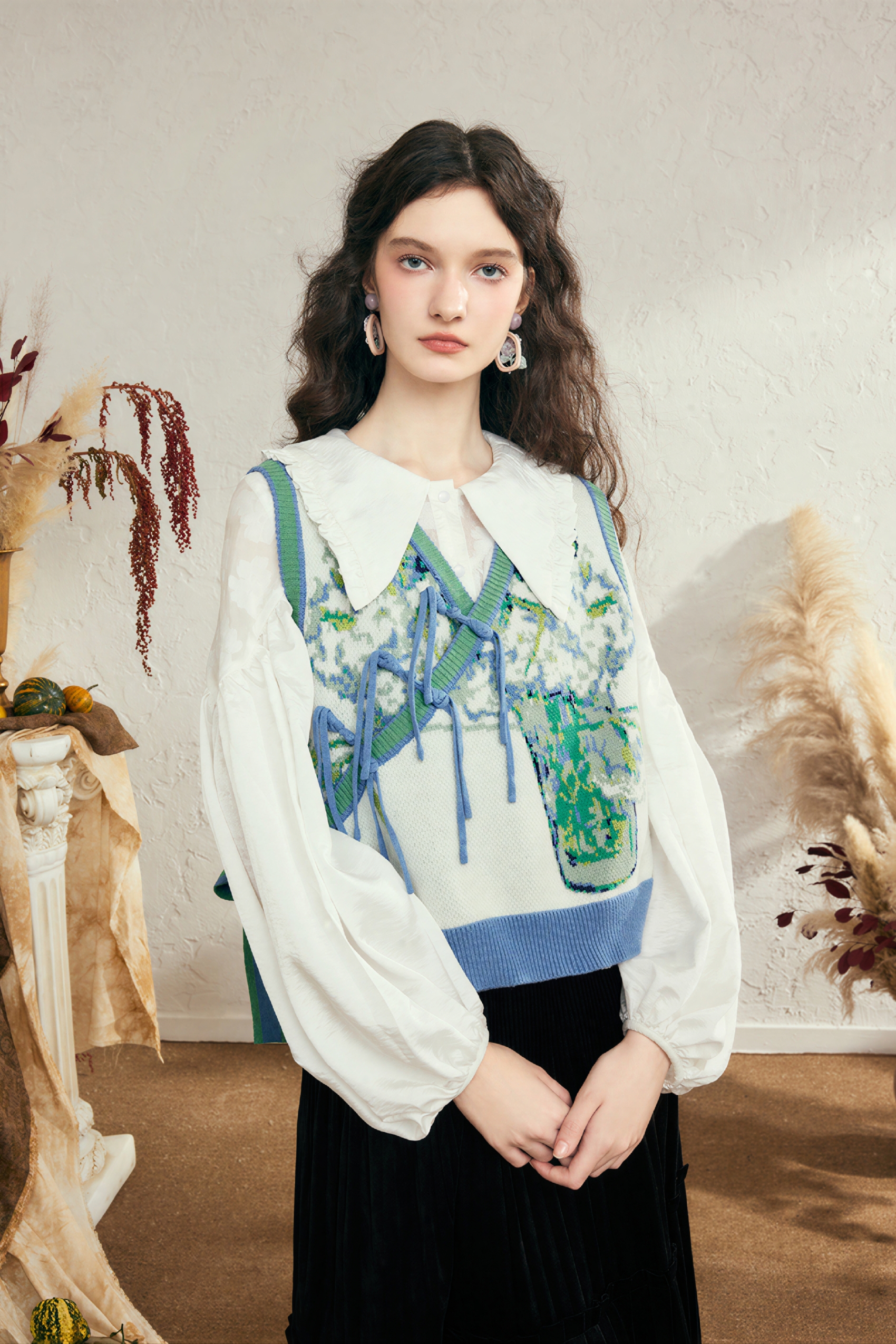 Van Gogh-Inspired Vintage Knit Sweater Vest