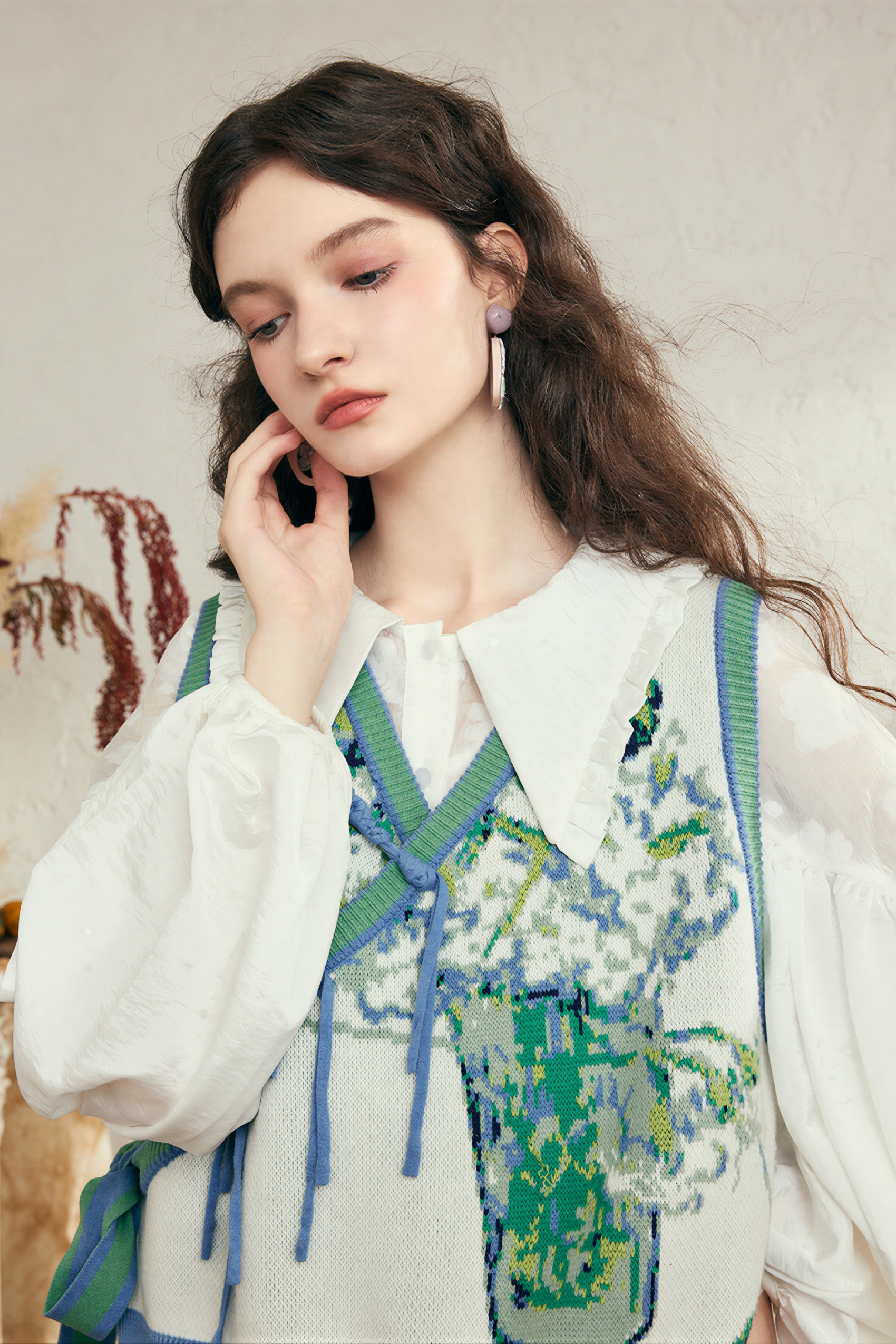 Van Gogh-Inspired Vintage Knit Sweater Vest