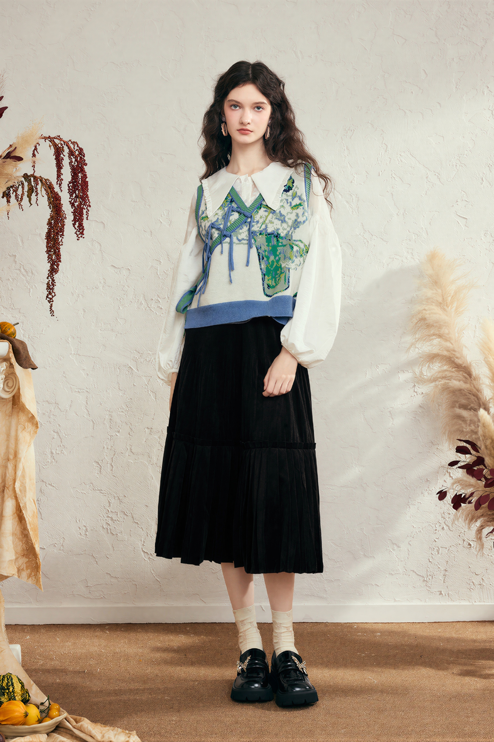 Van Gogh-Inspired Vintage Knit Sweater Vest