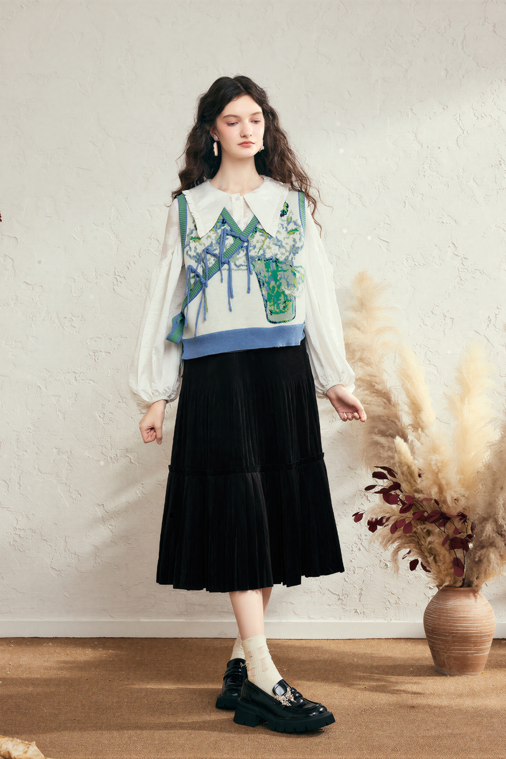 Van Gogh-Inspired Vintage Knit Sweater Vest