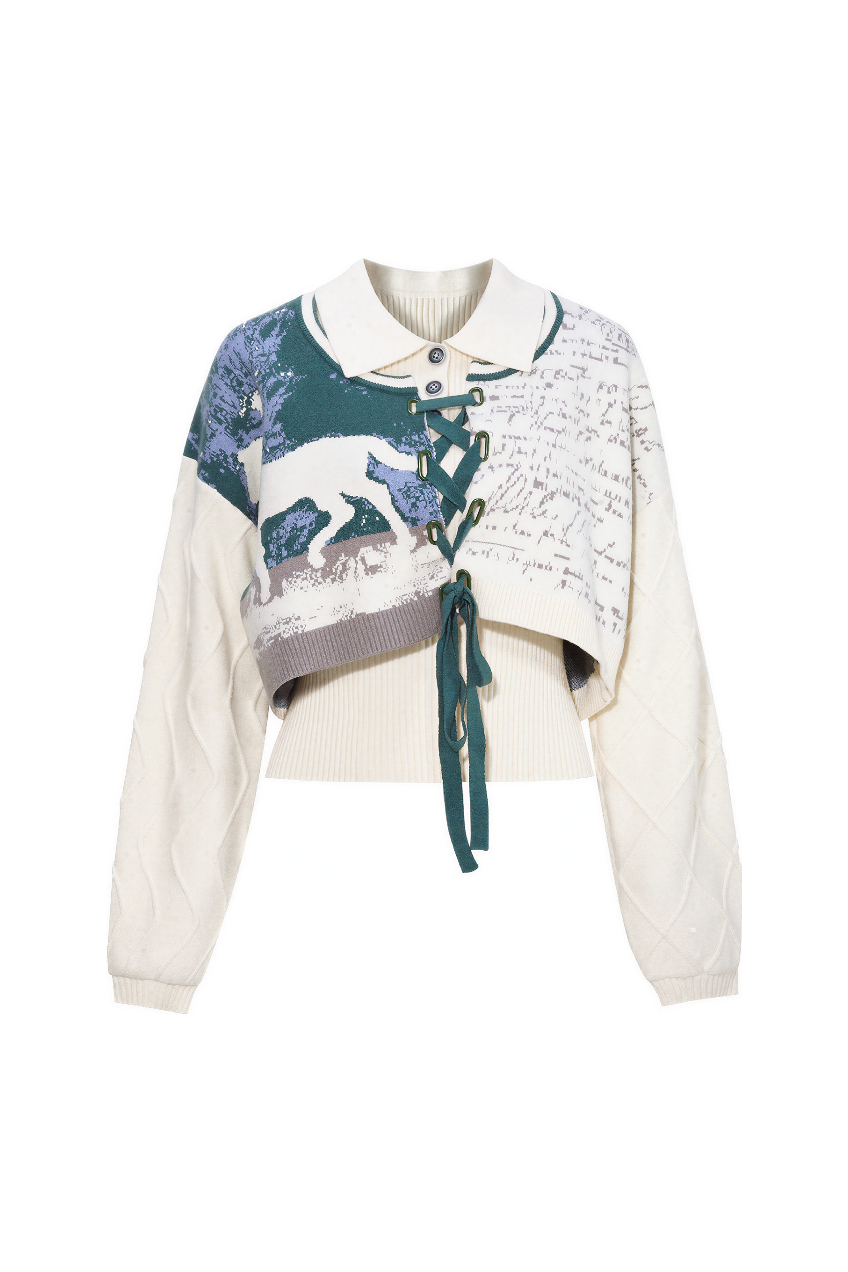 Van Gogh-Inspired Fitted Knit Two-Piece Set