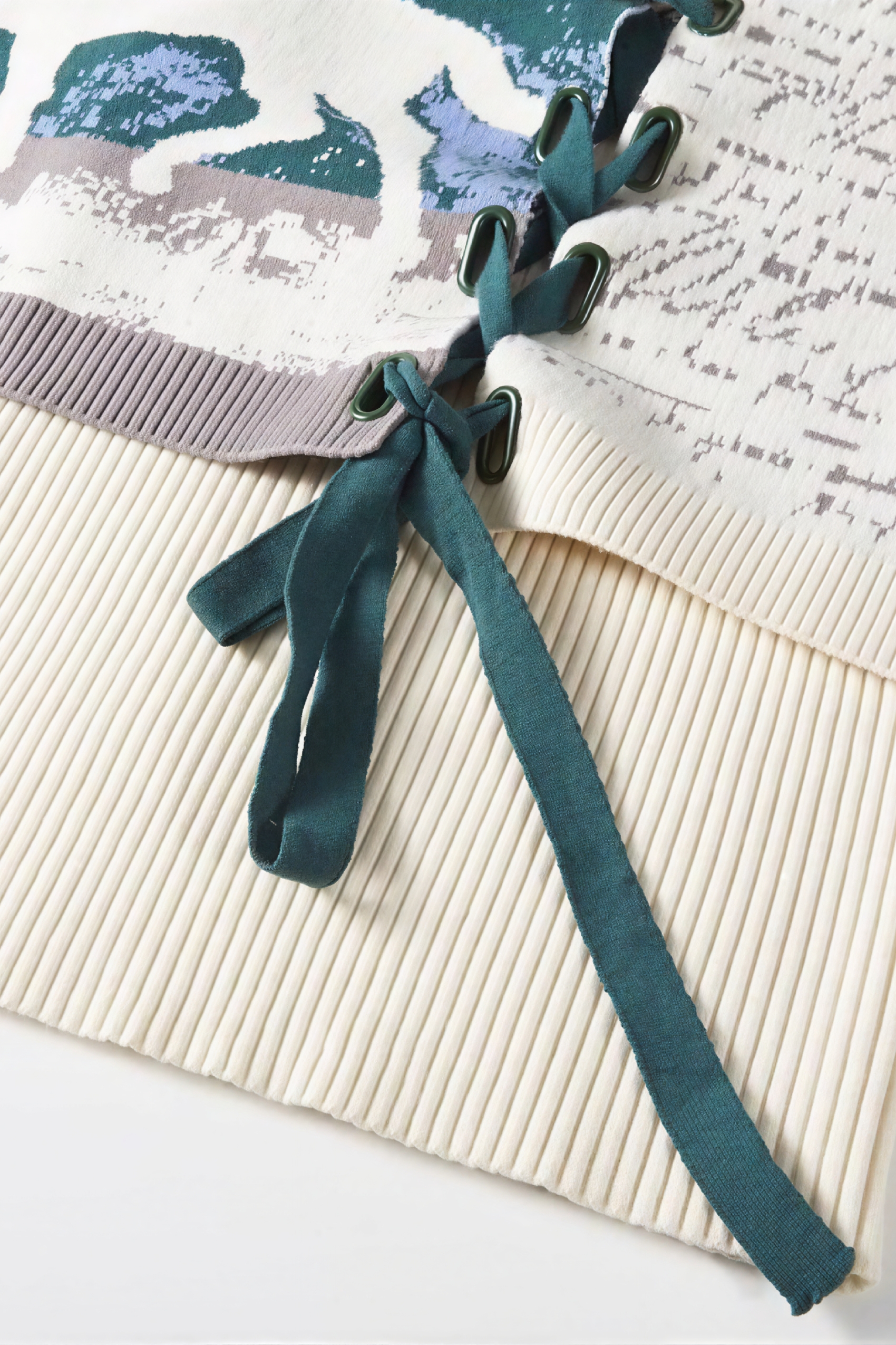 Van Gogh-Inspired Fitted Knit Two-Piece Set