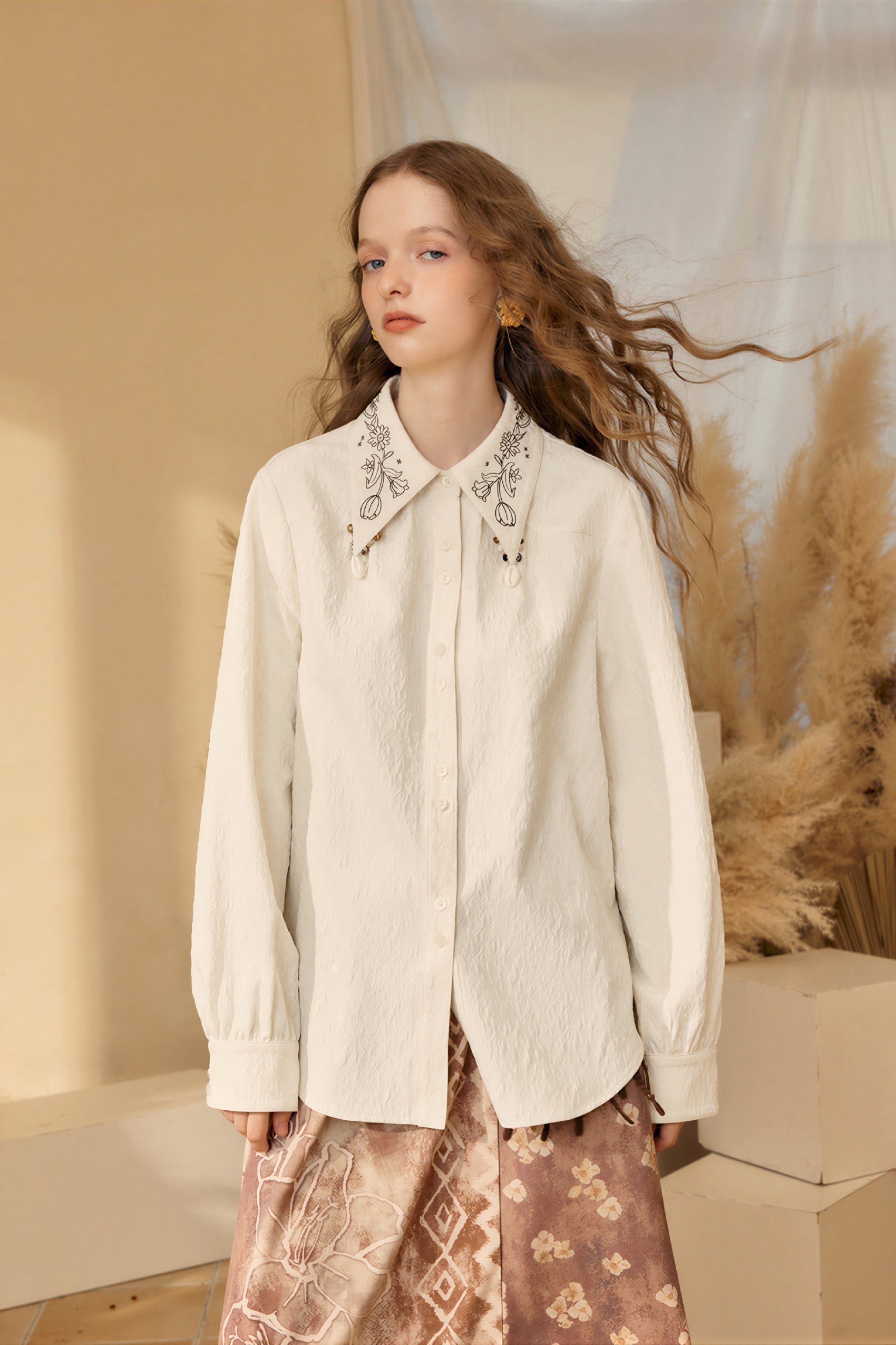Long-sleeved French-style shirt