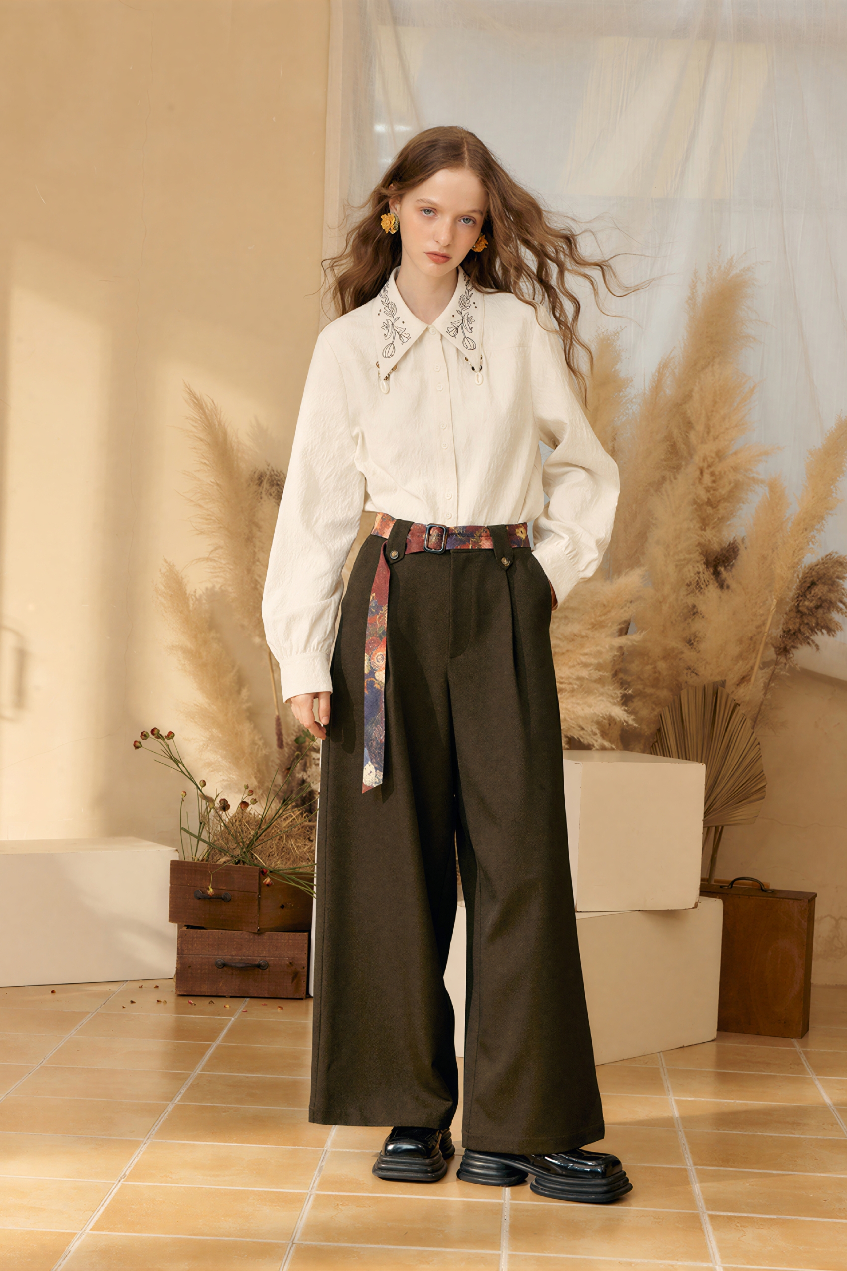 Long-sleeved French-style shirt