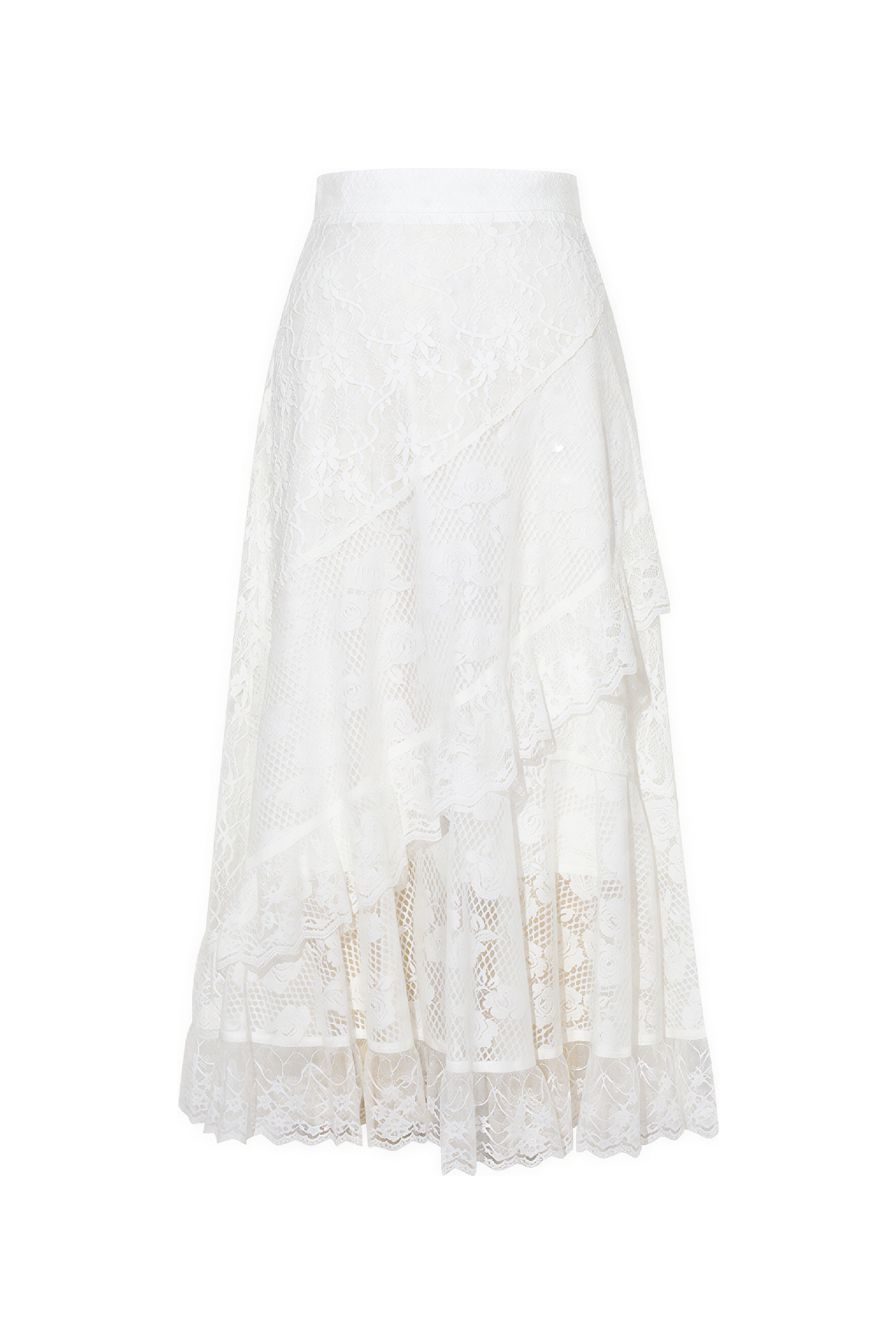 White High-Waist Lace Skirt