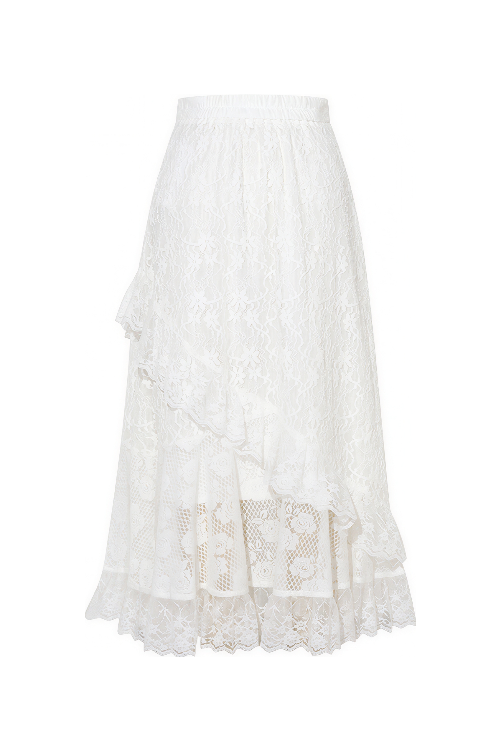 White High-Waist Lace Skirt