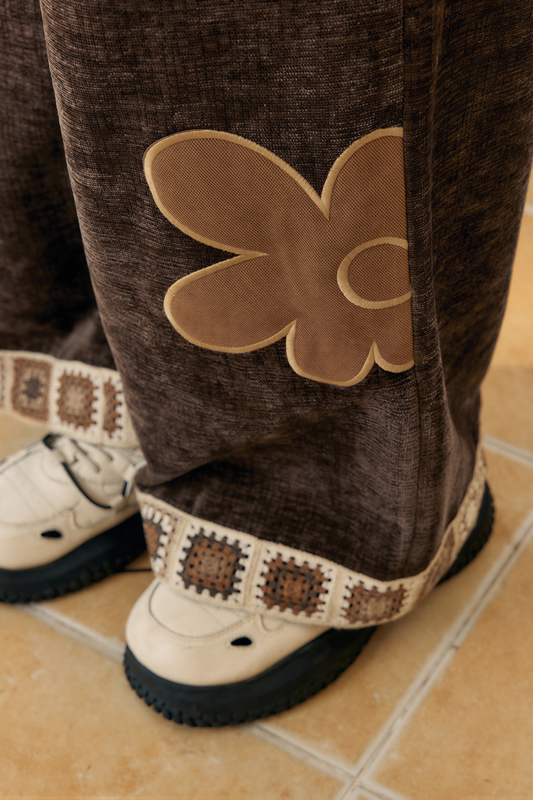 Crocheted Thick Straight Leg Casual Pants