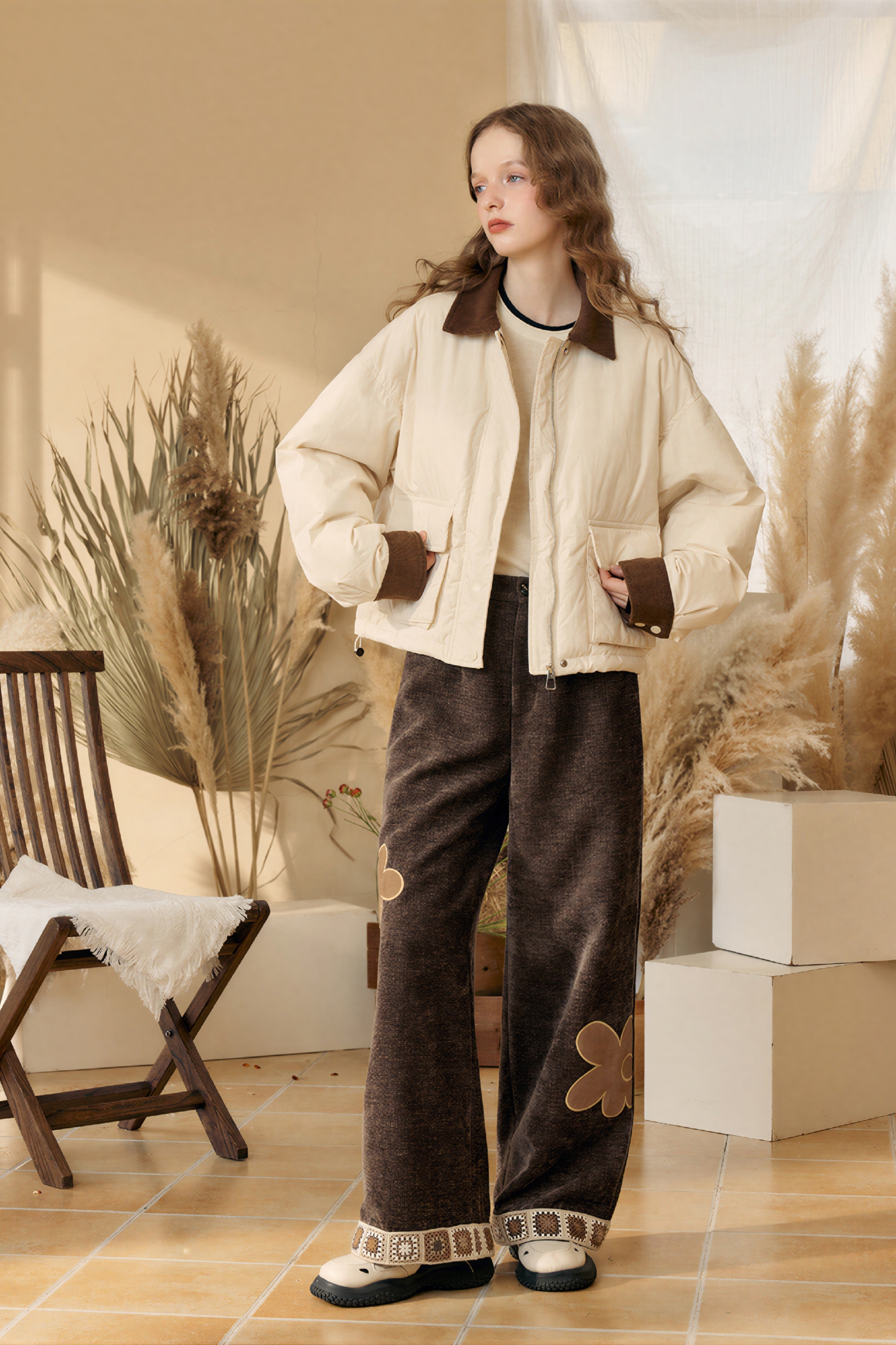 Crocheted Thick Straight Leg Casual Pants