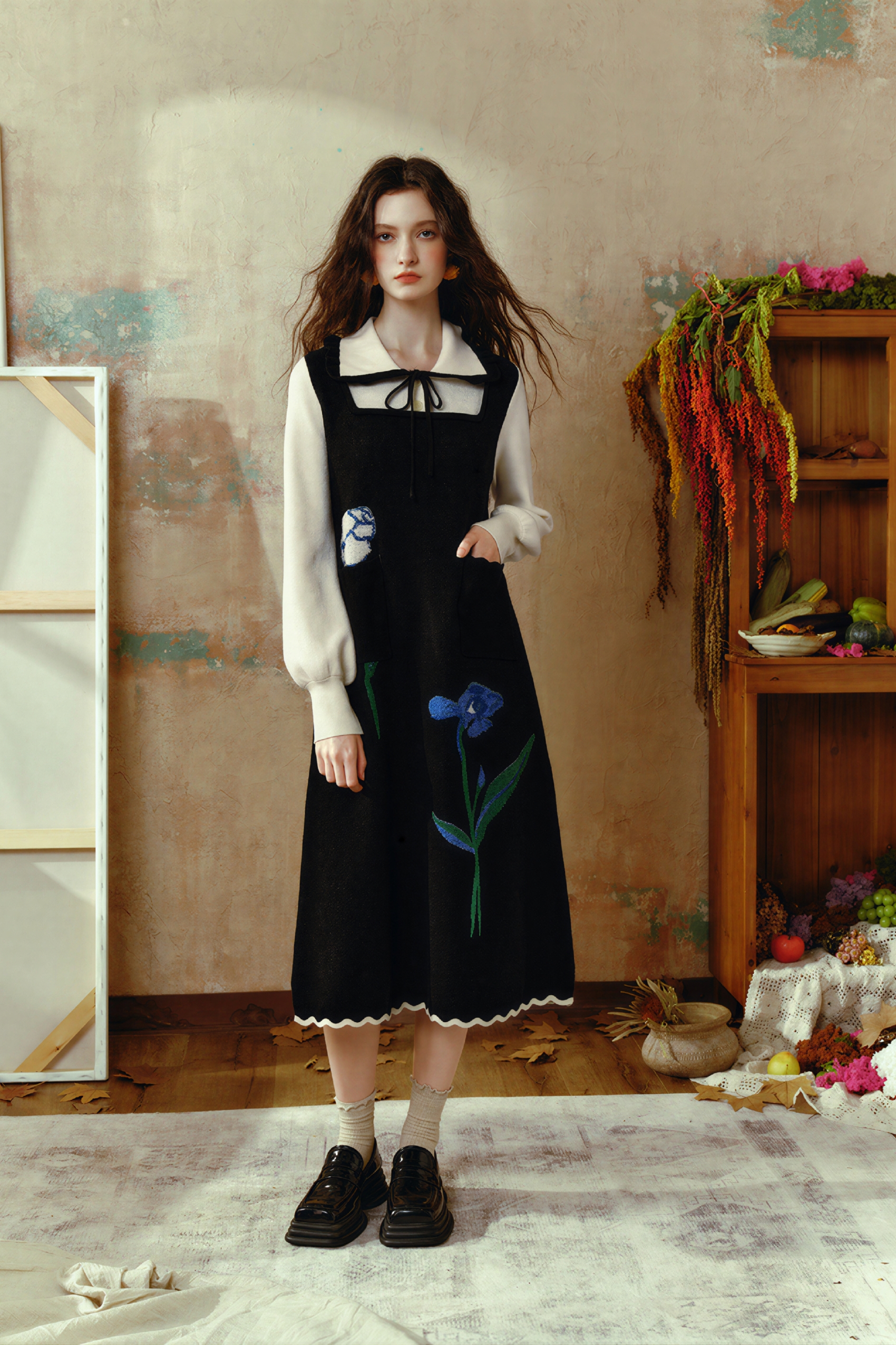 Van Gogh-Inspired Elegant Knit Sweater Dress