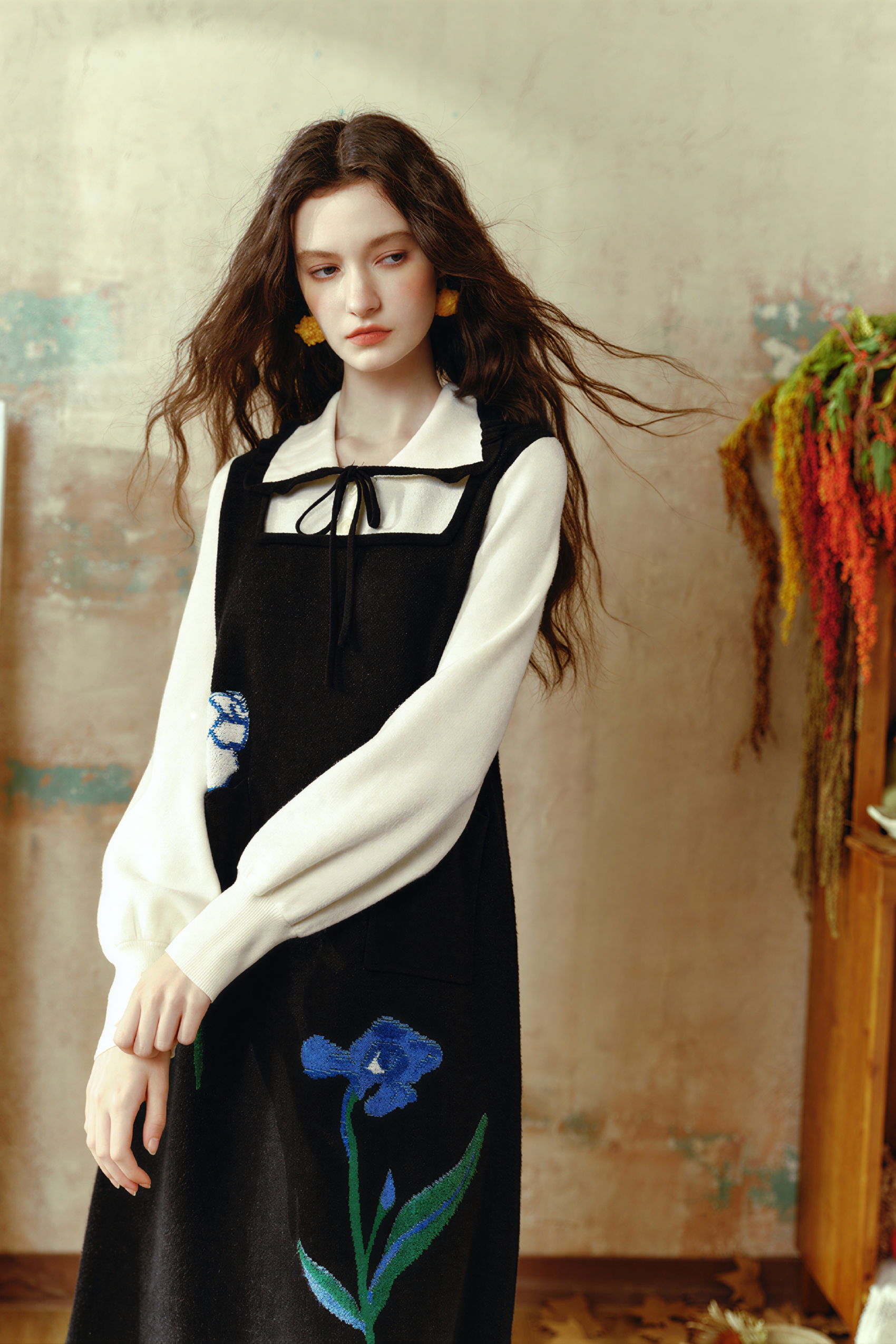 Van Gogh-Inspired Elegant Knit Sweater Dress