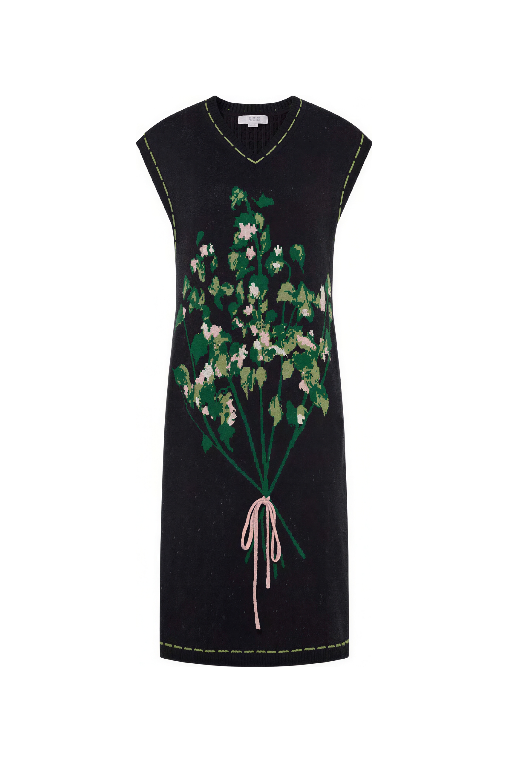 3D Floral Embellished Sleeveless Knit Dress
