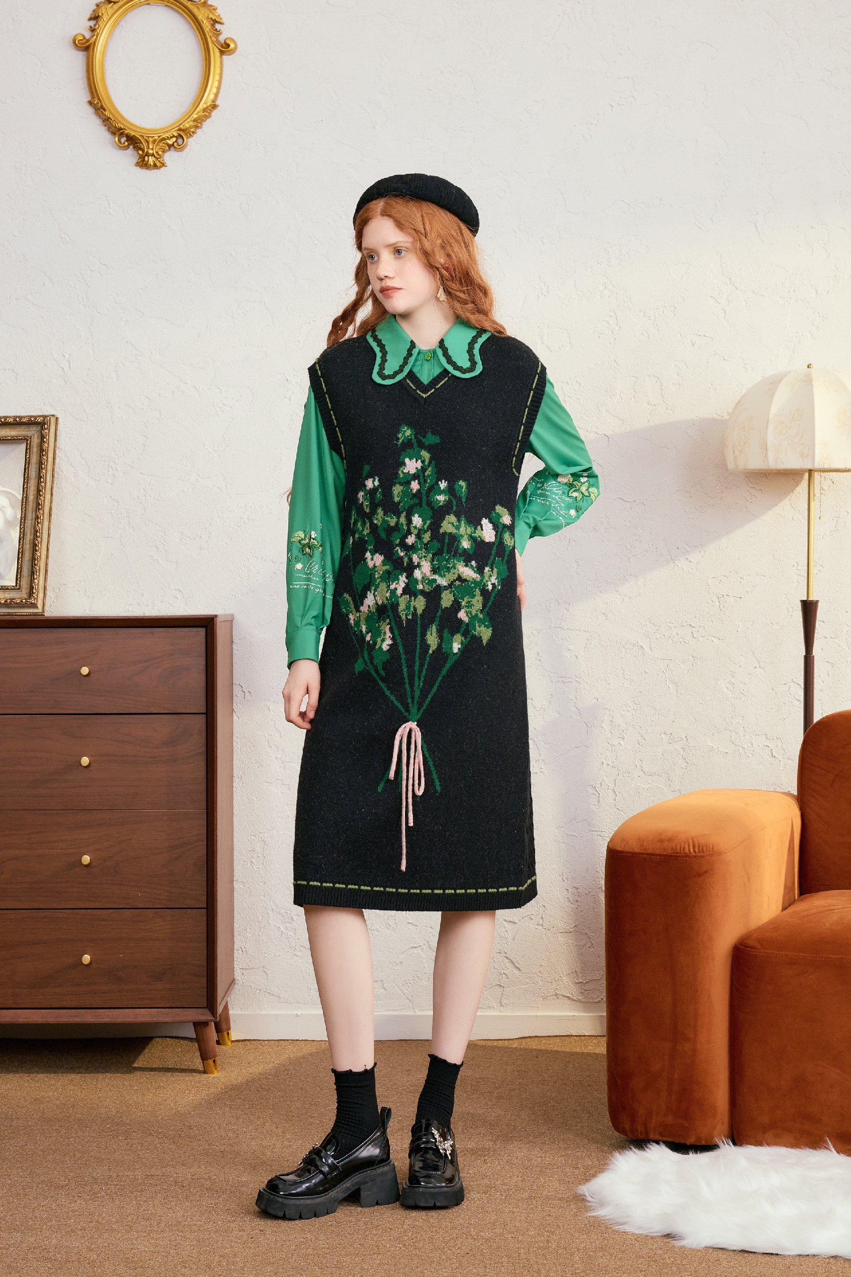 3D Floral Embellished Sleeveless Knit Dress