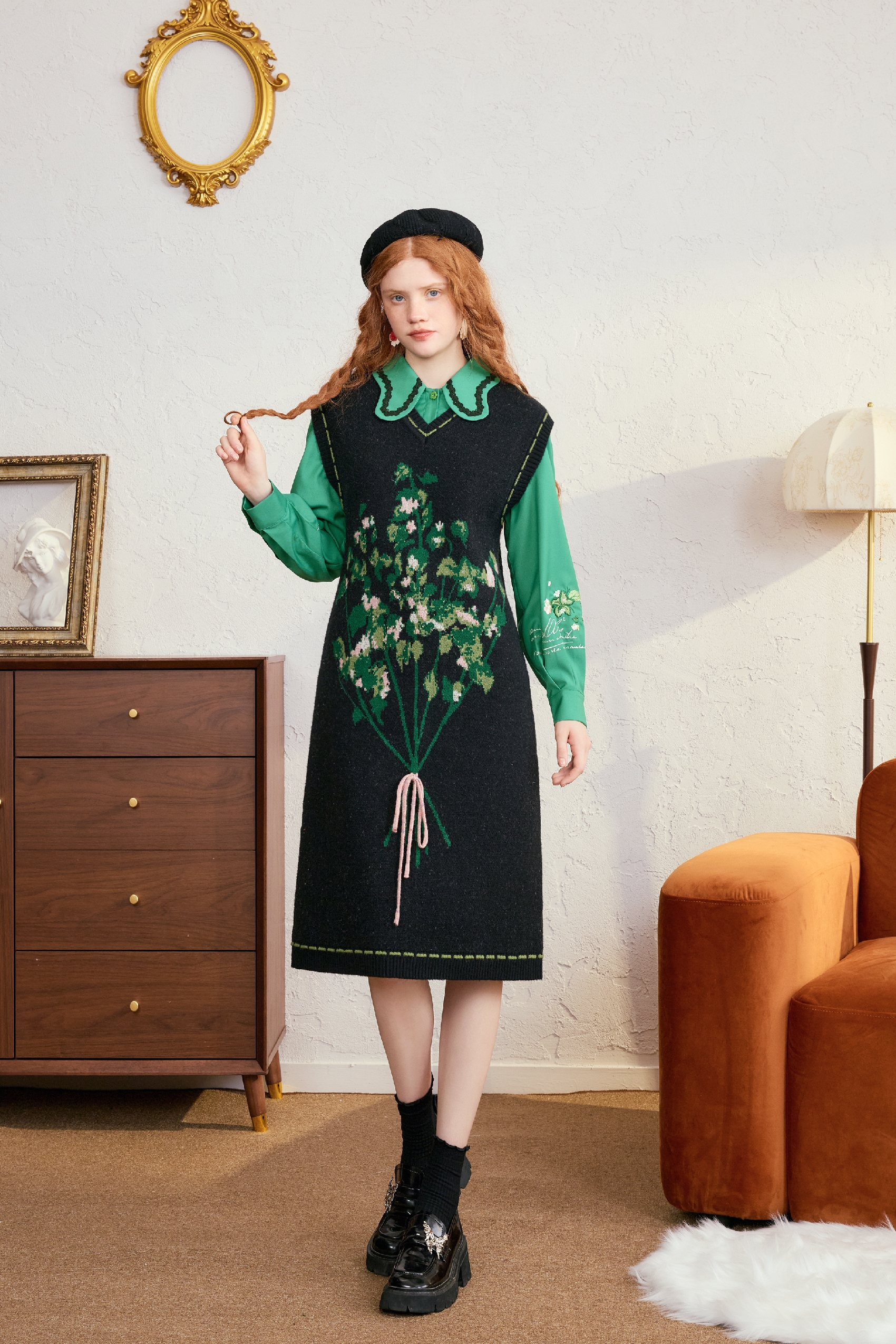 3D Floral Embellished Sleeveless Knit Dress