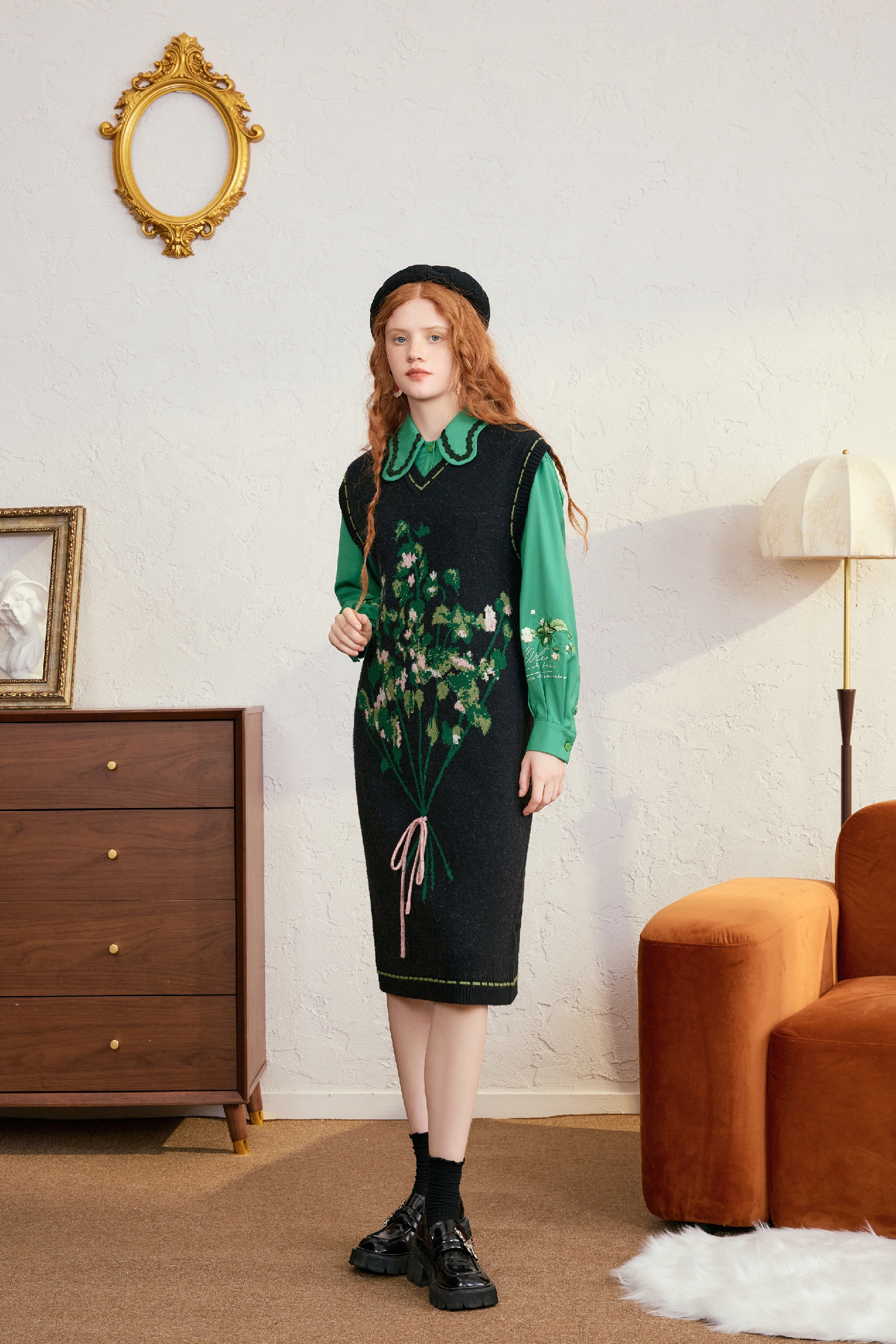 3D Floral Embellished Sleeveless Knit Dress
