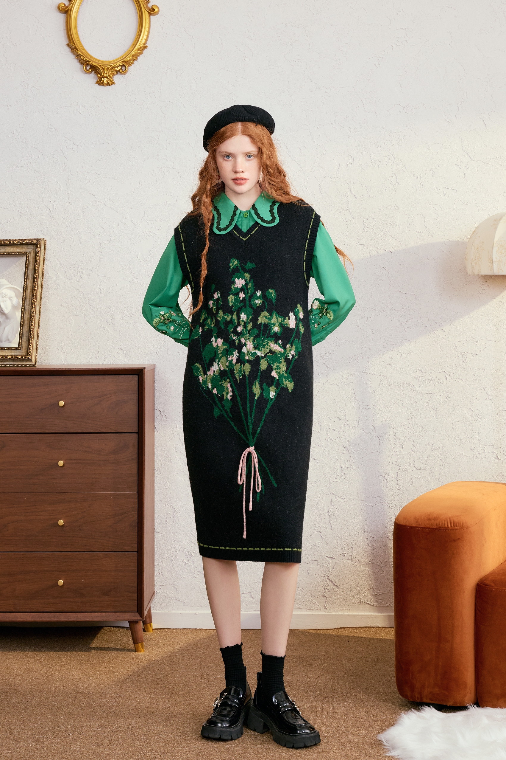3D Floral Embellished Sleeveless Knit Dress