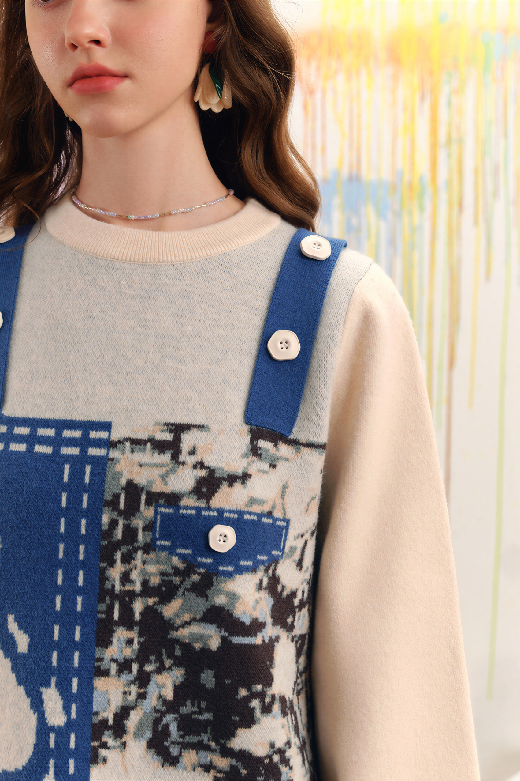 Van Gogh-Inspired Long Knit Sweater Dress-LYONSENS