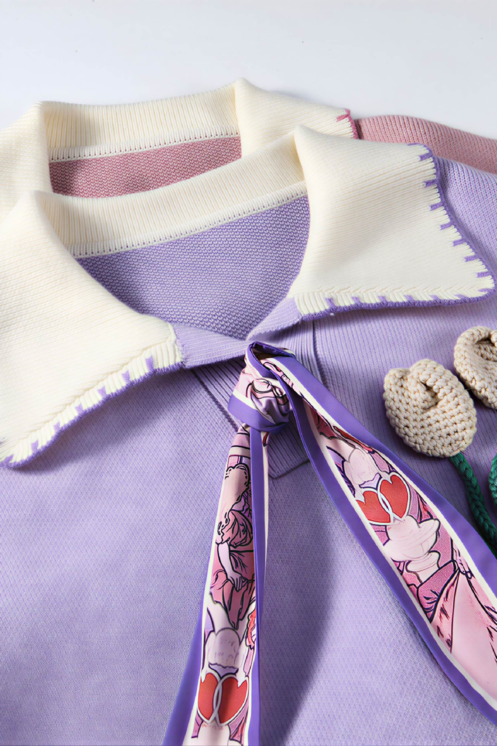 French-style purple retro knit sweater dress