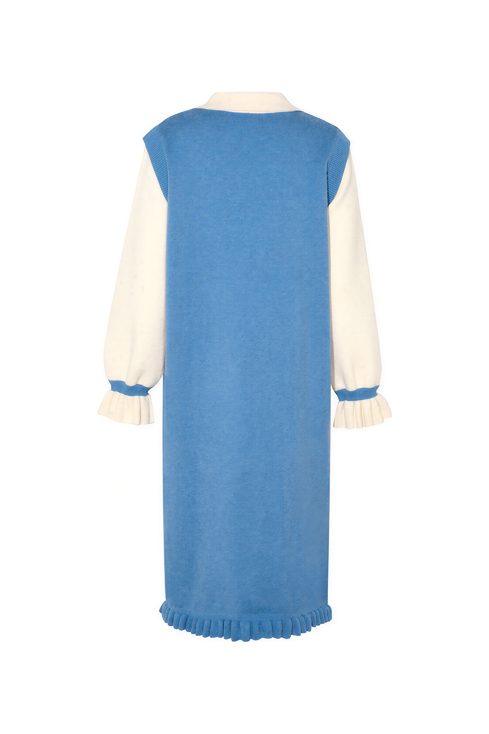Blue knitted long sweater dress