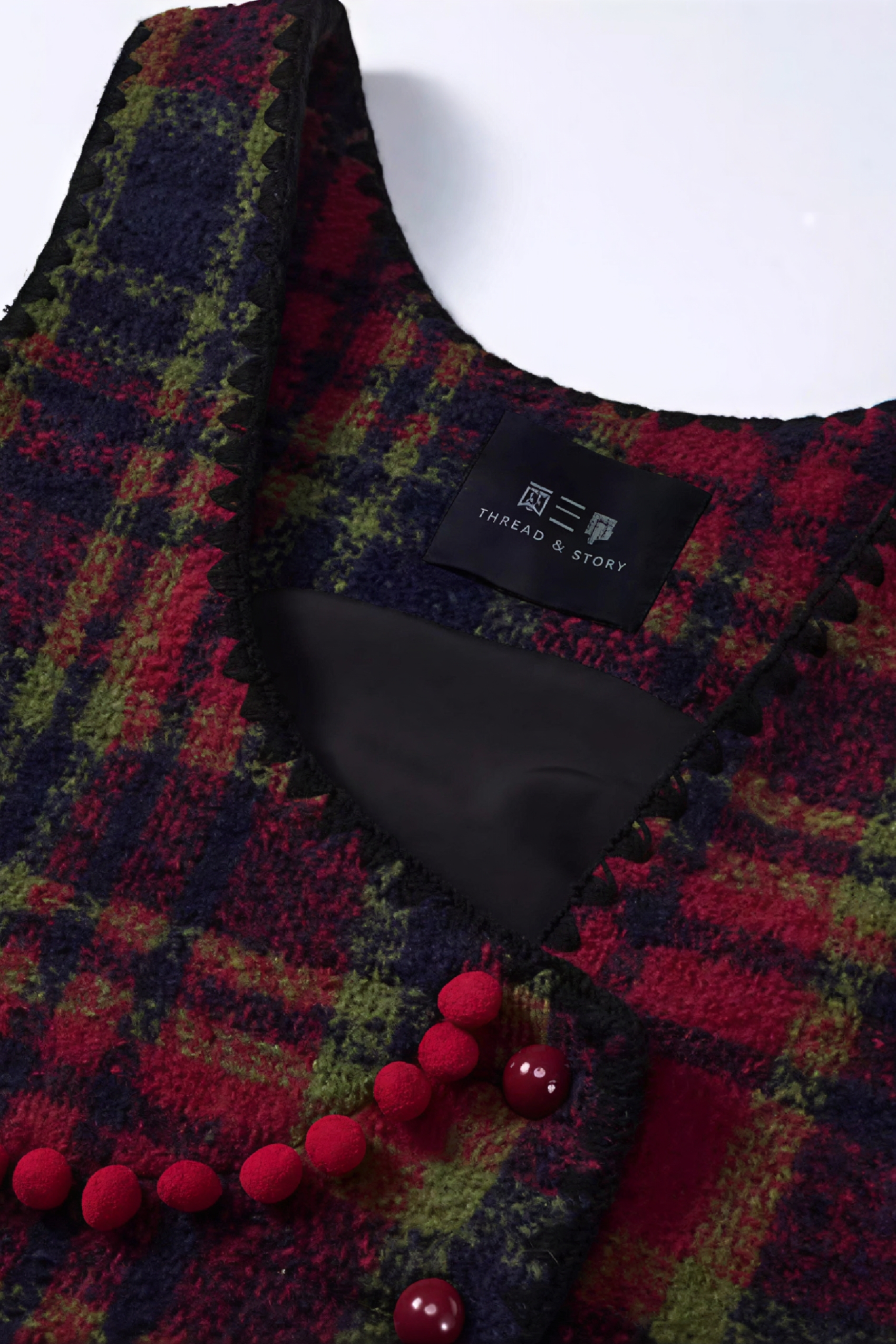 New Spring Retro Pom-Pom Reversible Plaid Dress