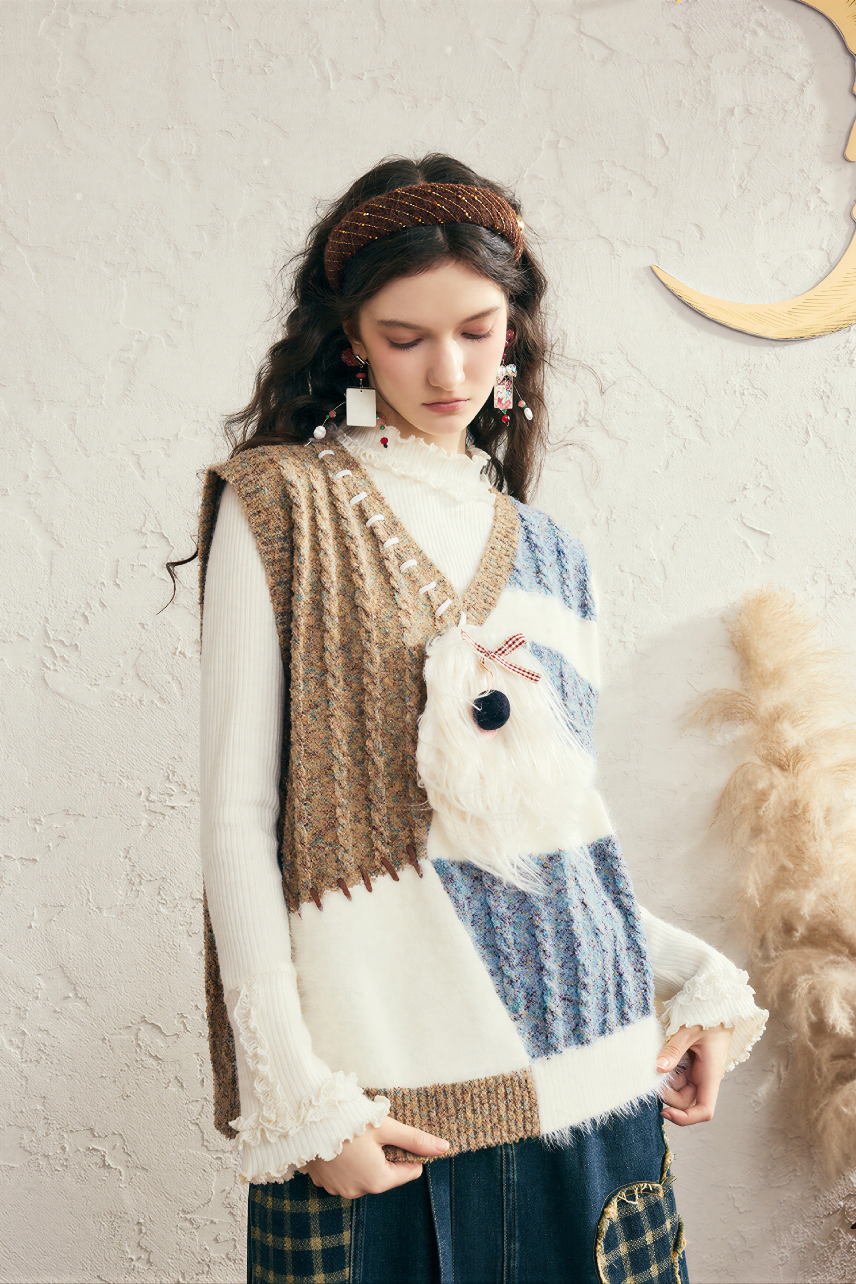 Layered knit sweater vest