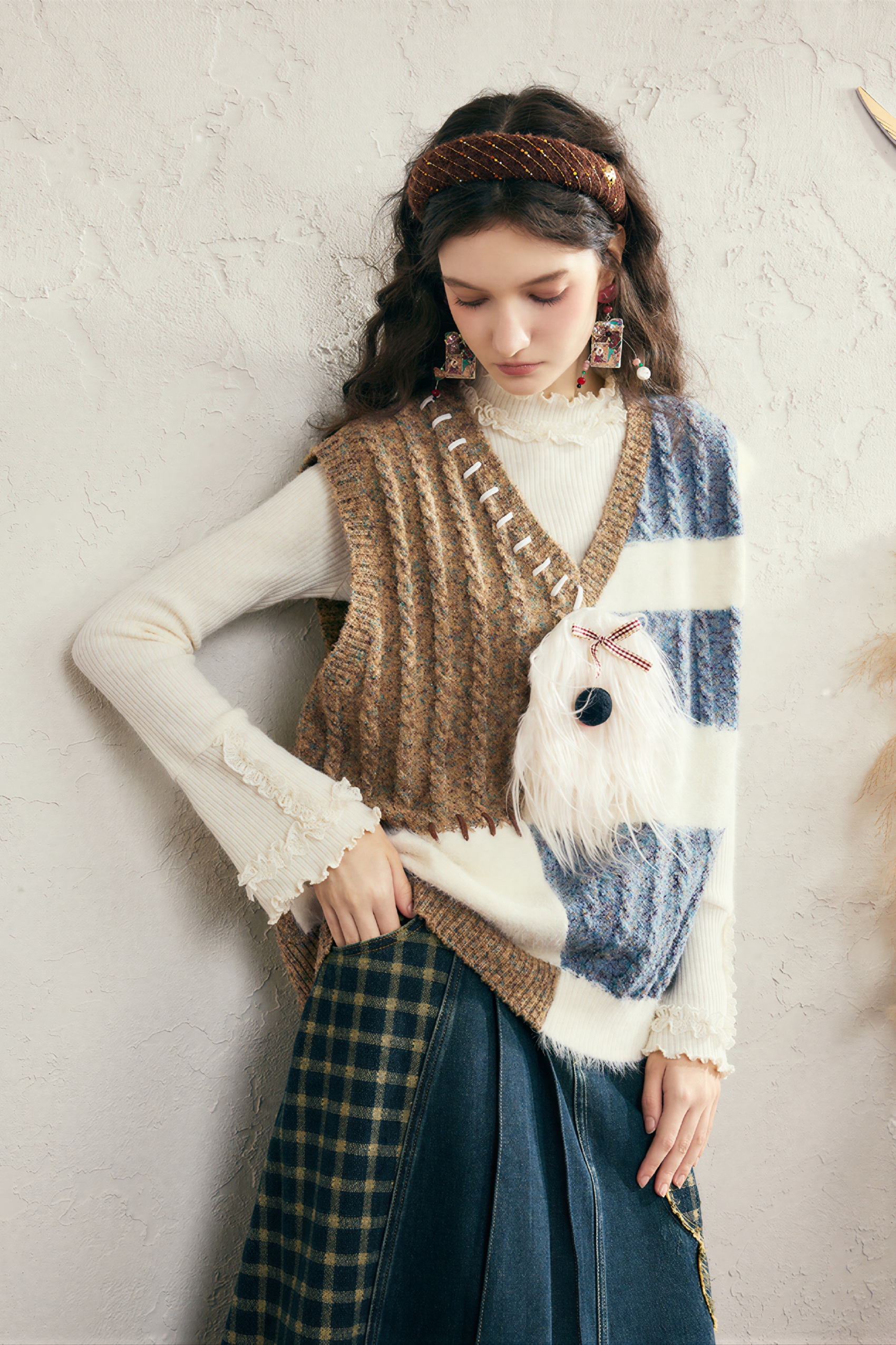 Layered knit sweater vest