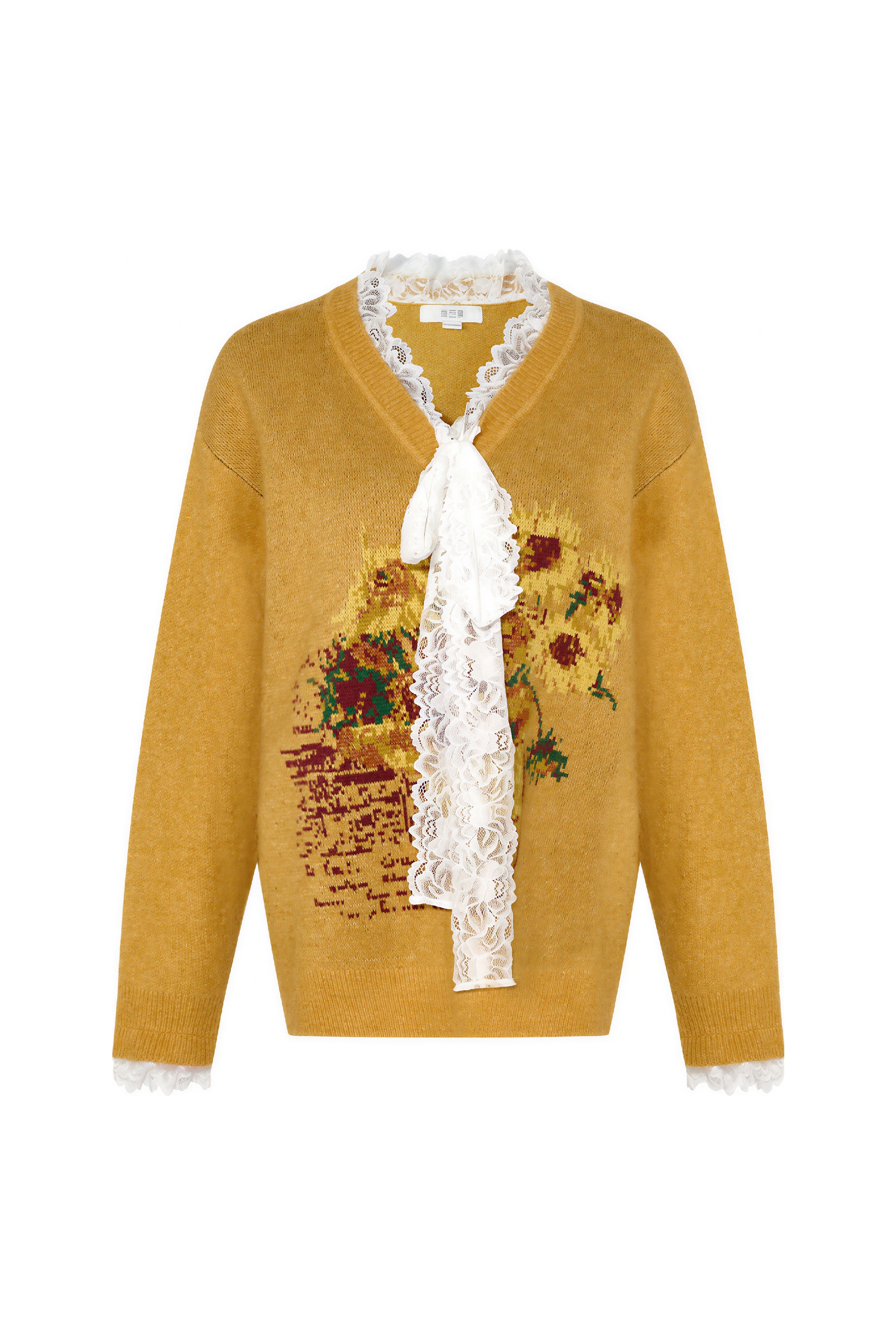 Black long-sleeved knitted pullover sweater