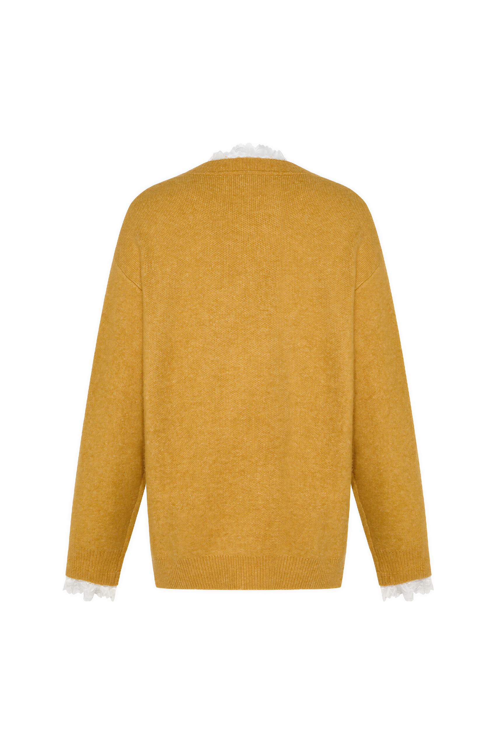 Black long-sleeved knitted pullover sweater