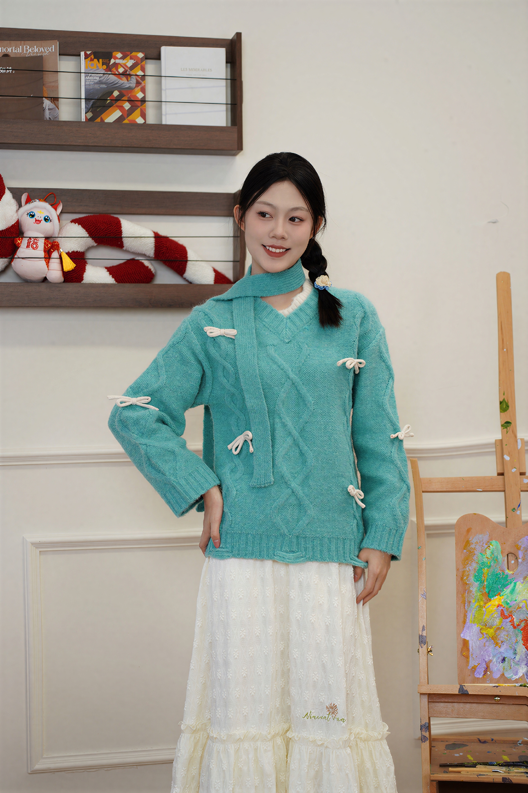 Relaxed Drawstring Pullover Sweater