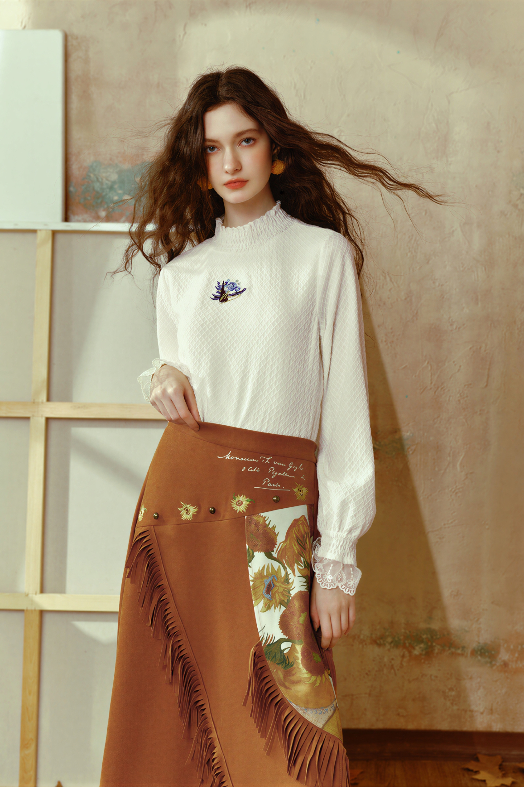 Van Gogh-Inspired Lace Knit Base Top