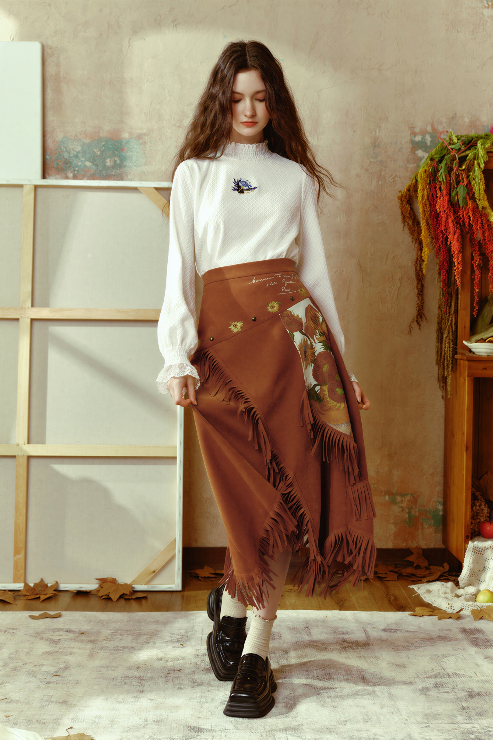 Van Gogh-Inspired Lace Knit Base Top