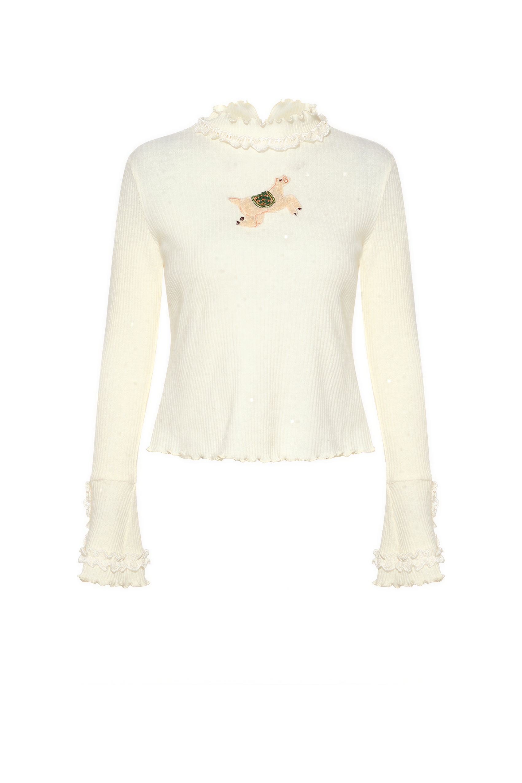 Lace-trimmed base layer T-shirt