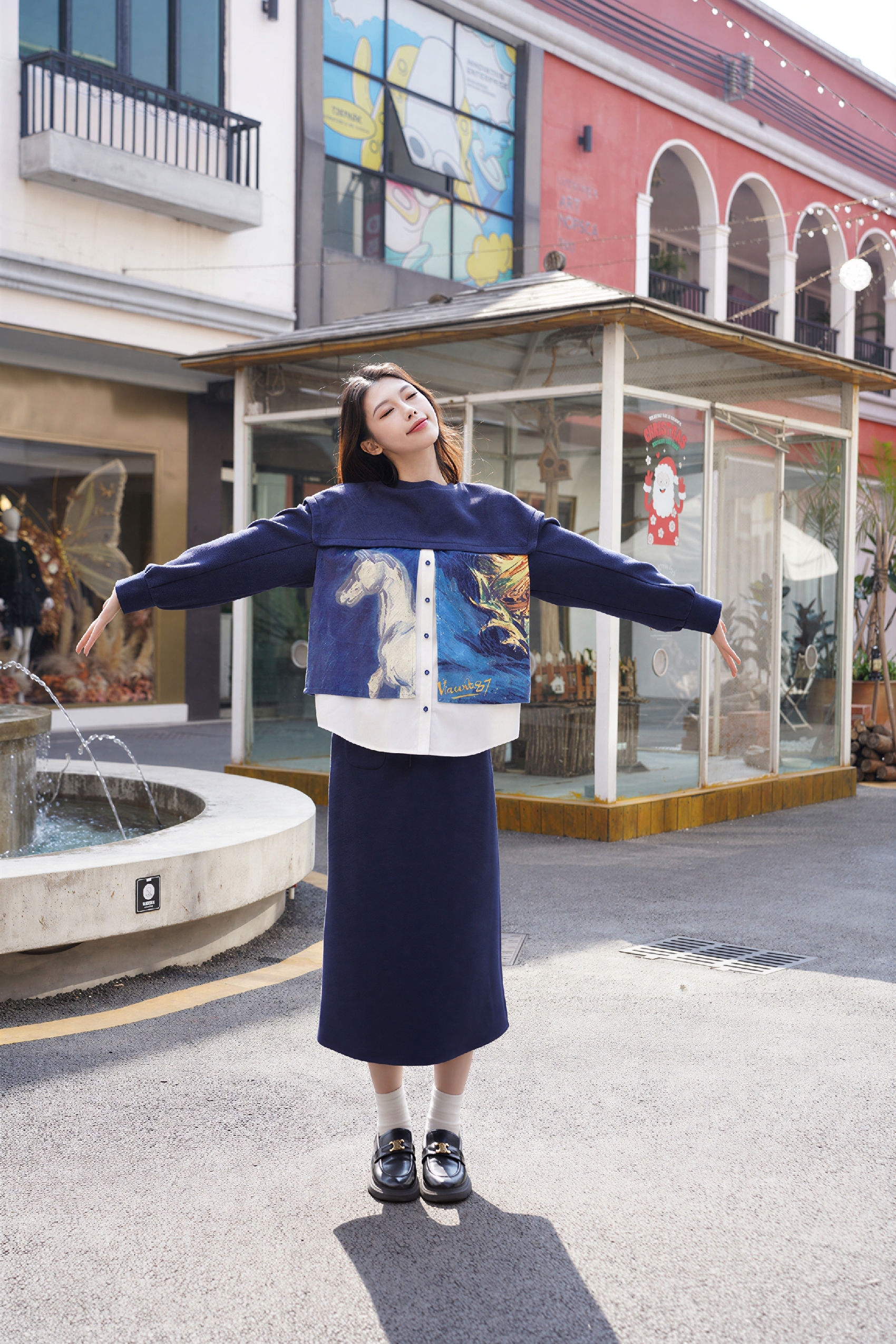 Van Gogh-Inspired Top & Skirt Casual Set