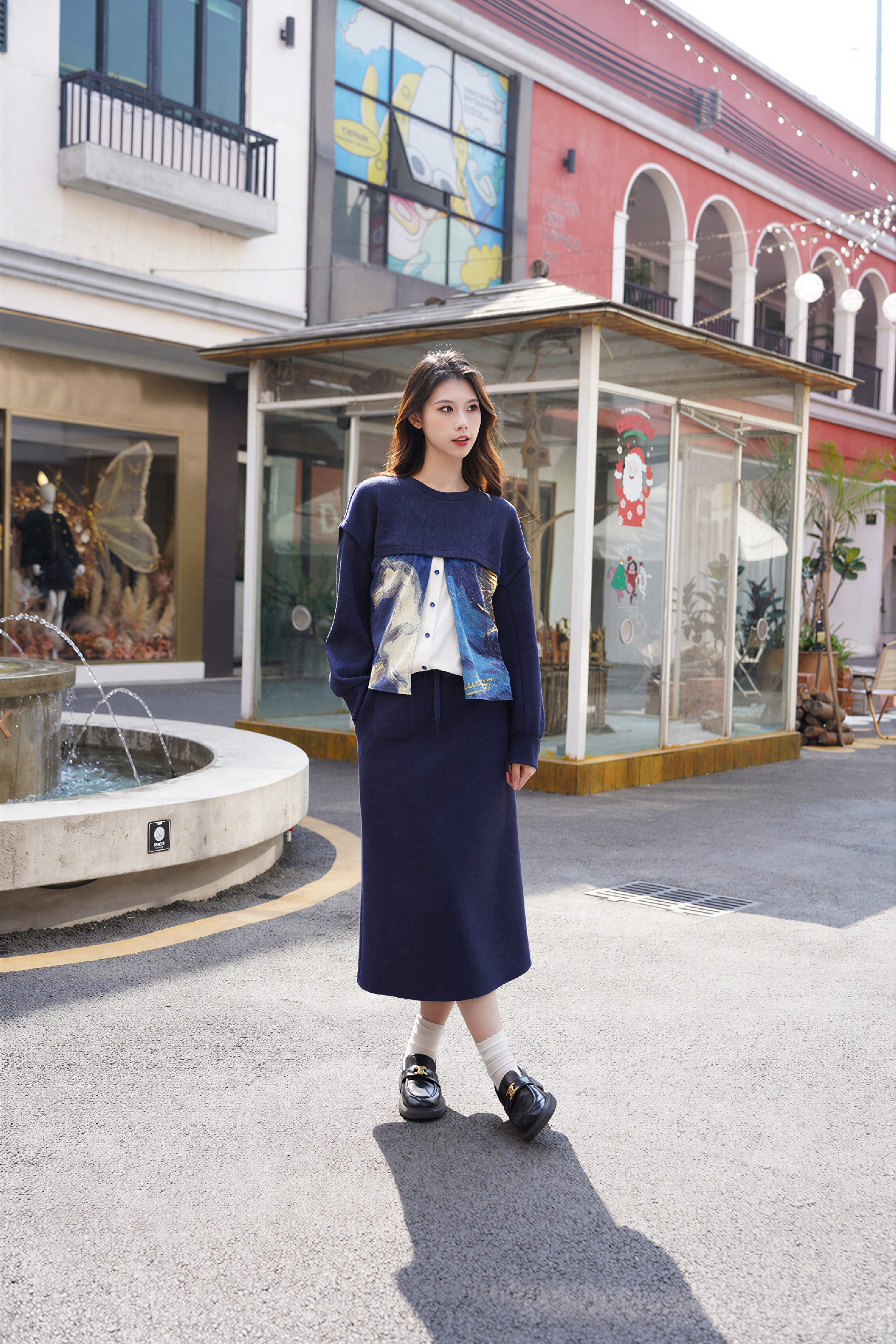 Van Gogh-Inspired Top & Skirt Casual Set