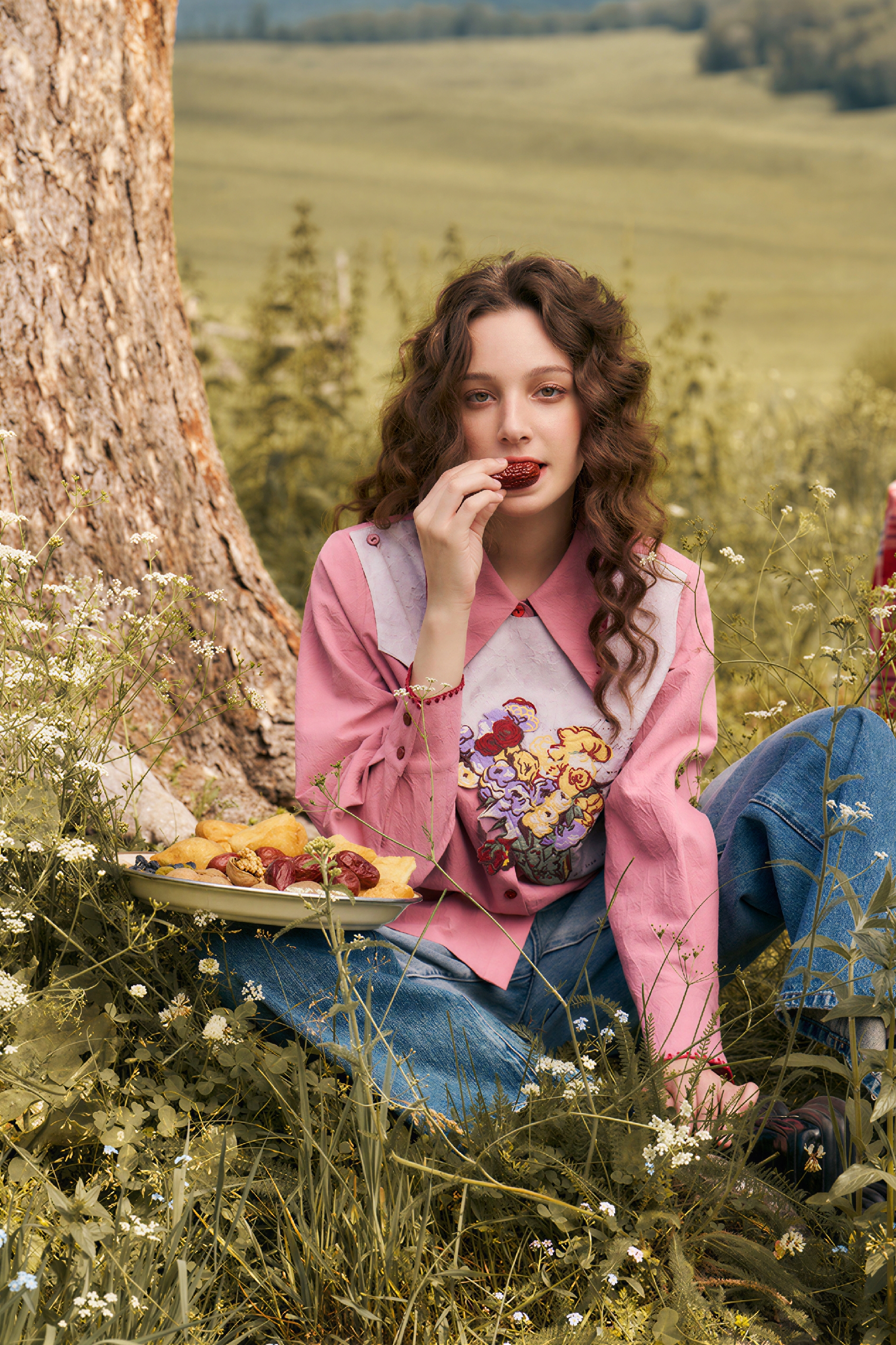 Van Gogh-Inspired Long-Sleeve Collar Shirt