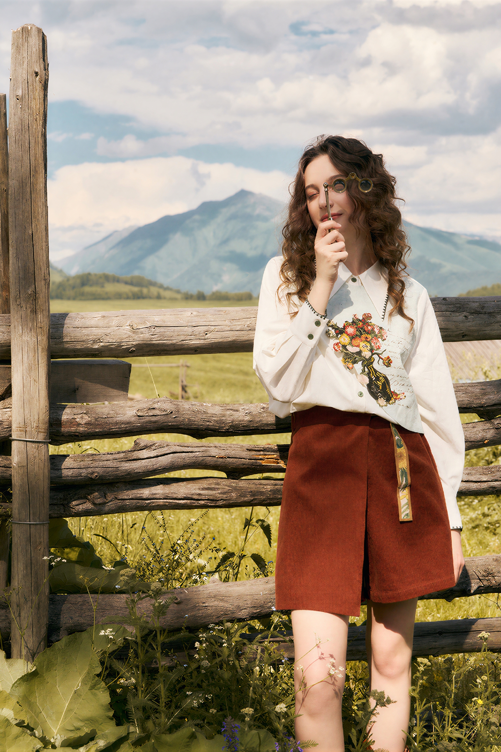 Van Gogh-Inspired Long-Sleeve Collar Shirt