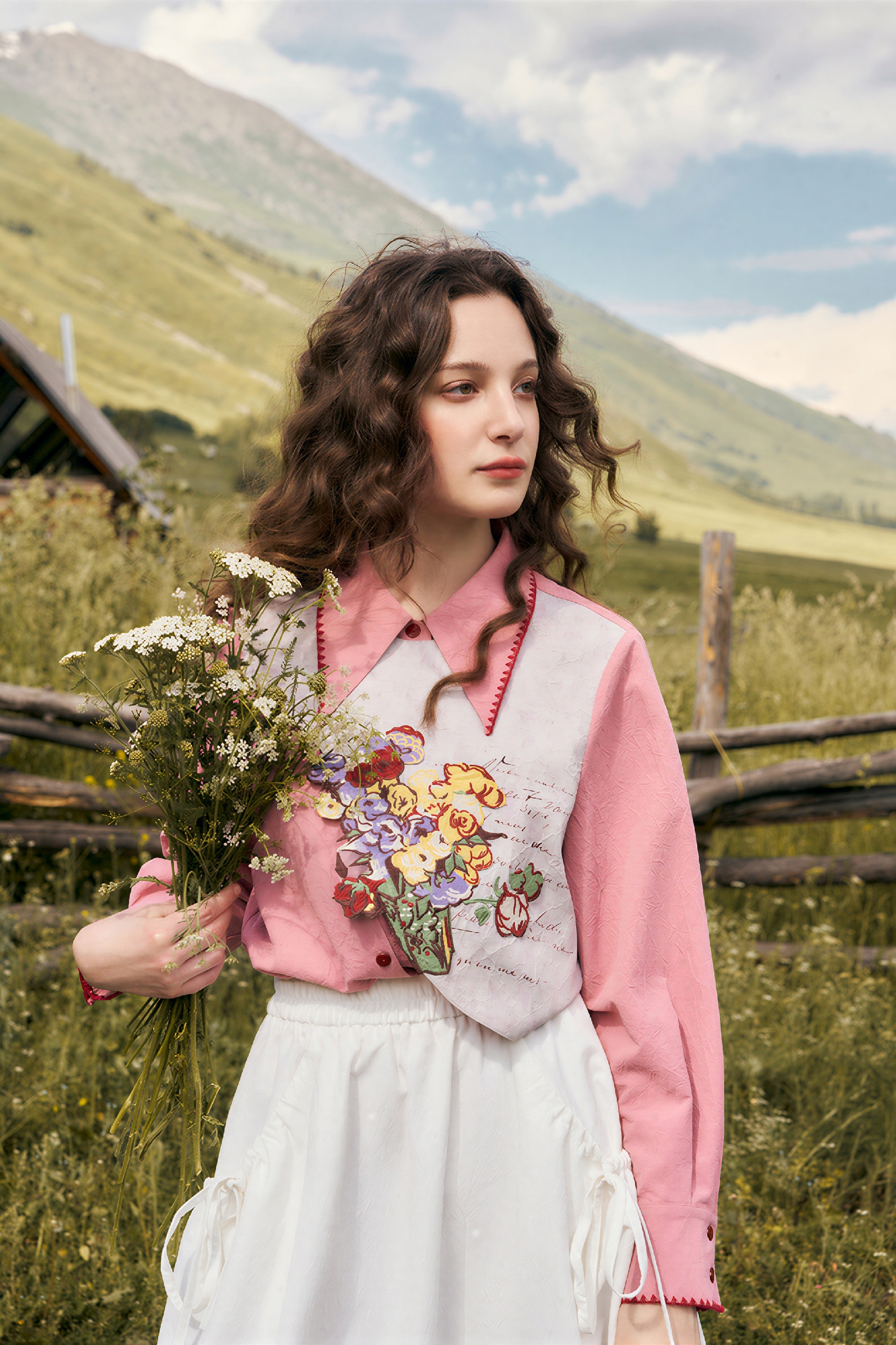 Van Gogh-Inspired Long-Sleeve Collar Shirt