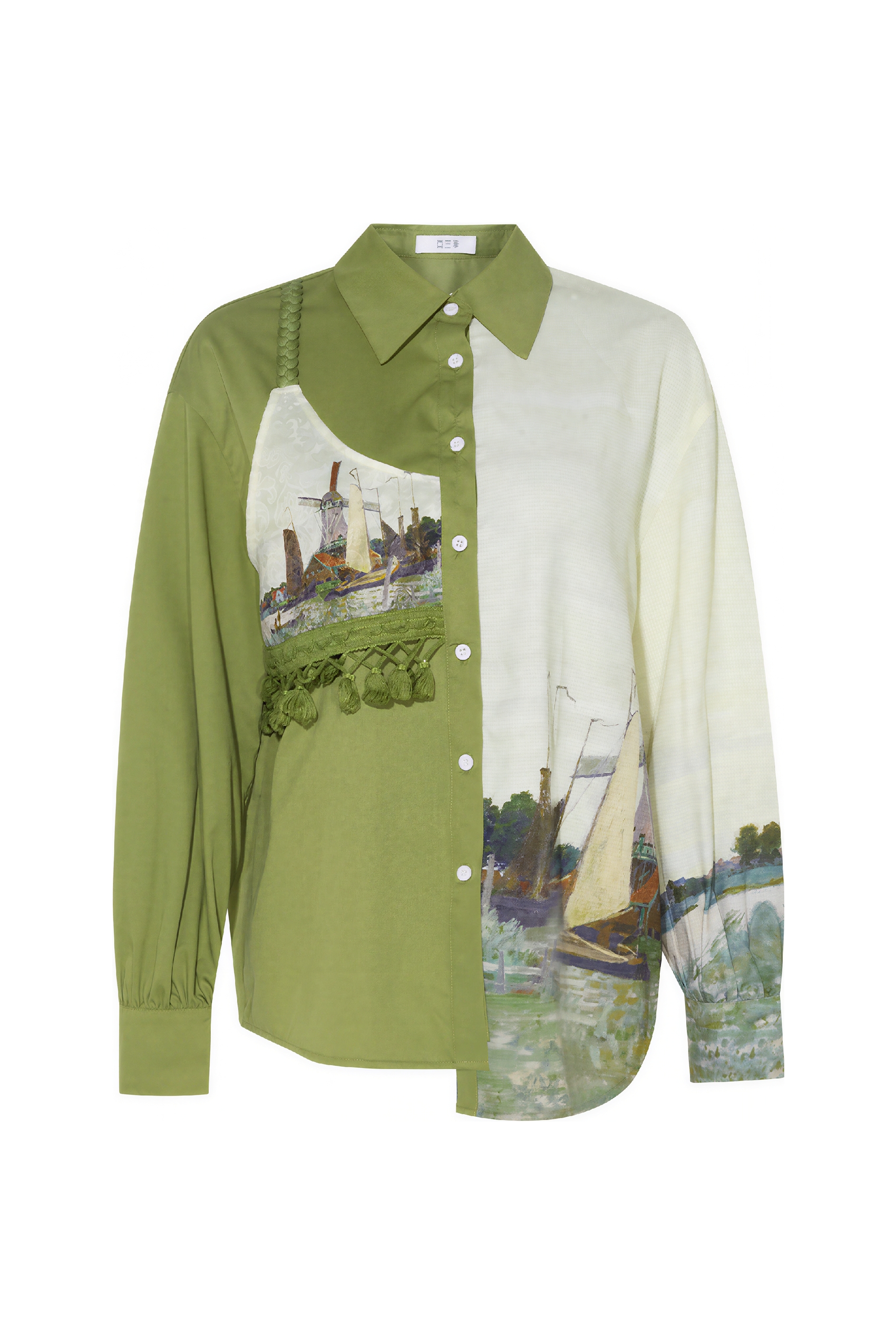 Vintage printed long-sleeved shirt