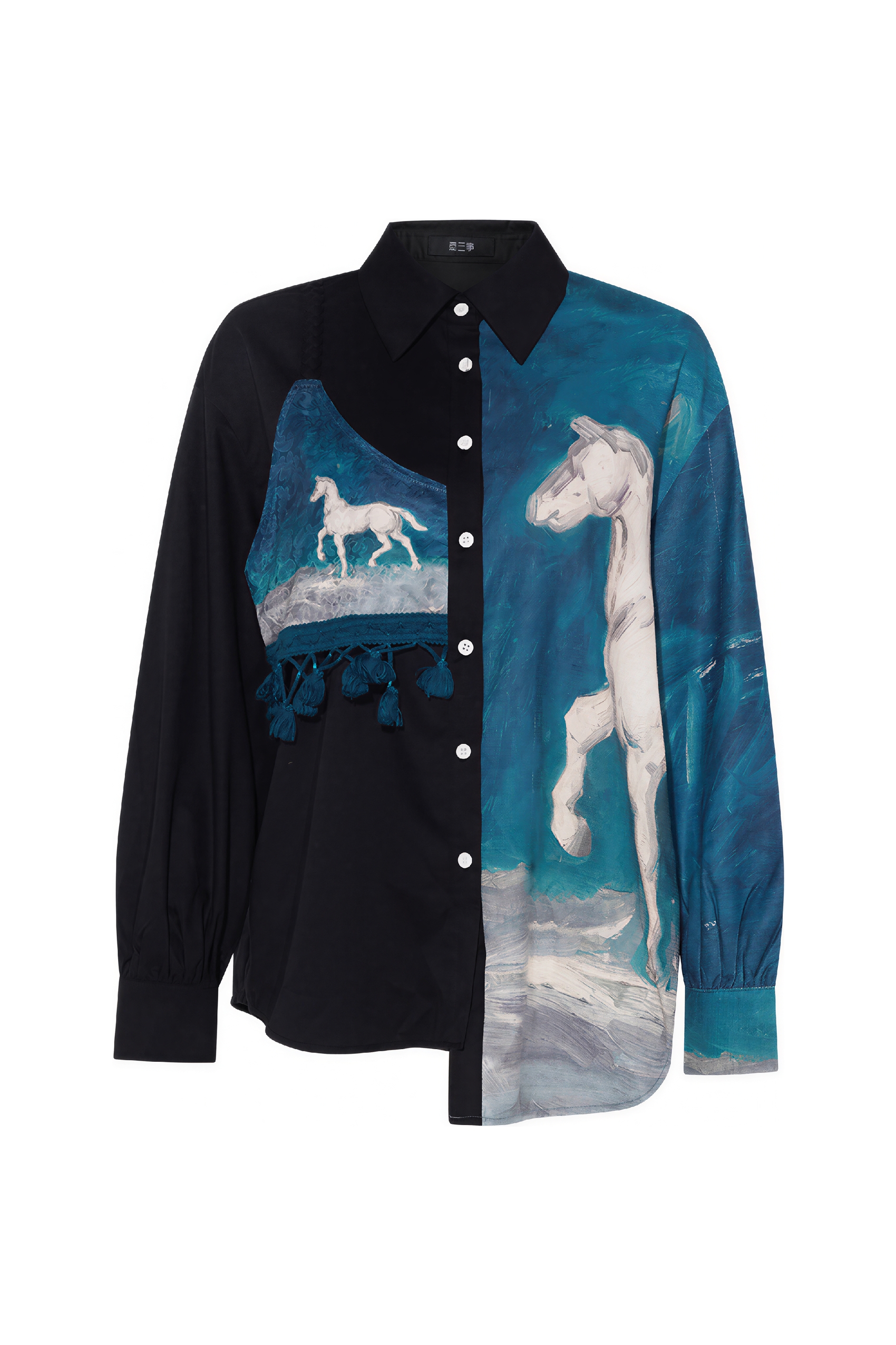 Vintage printed long-sleeved shirt