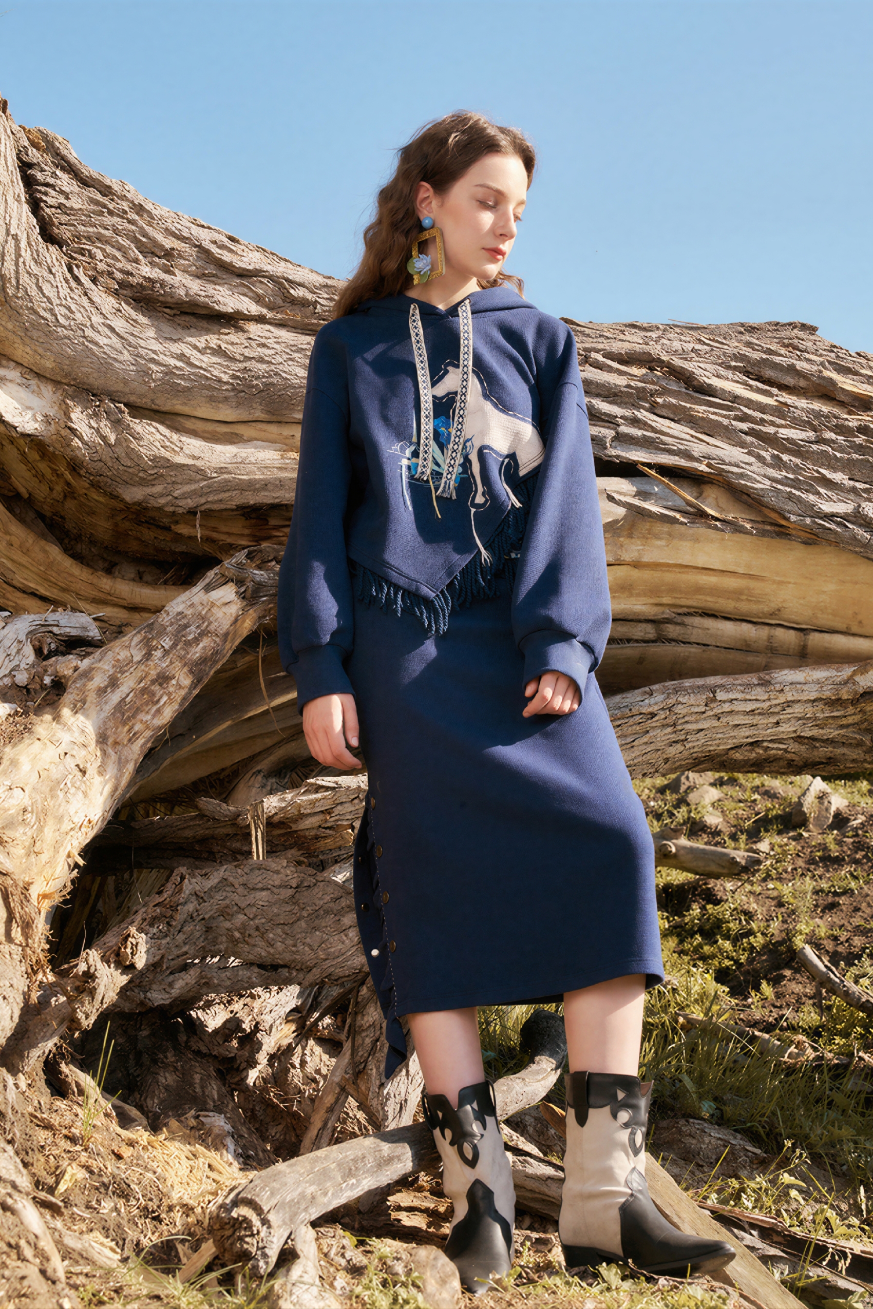 Van Gogh-Inspired Casual Sweatshirt Skirt